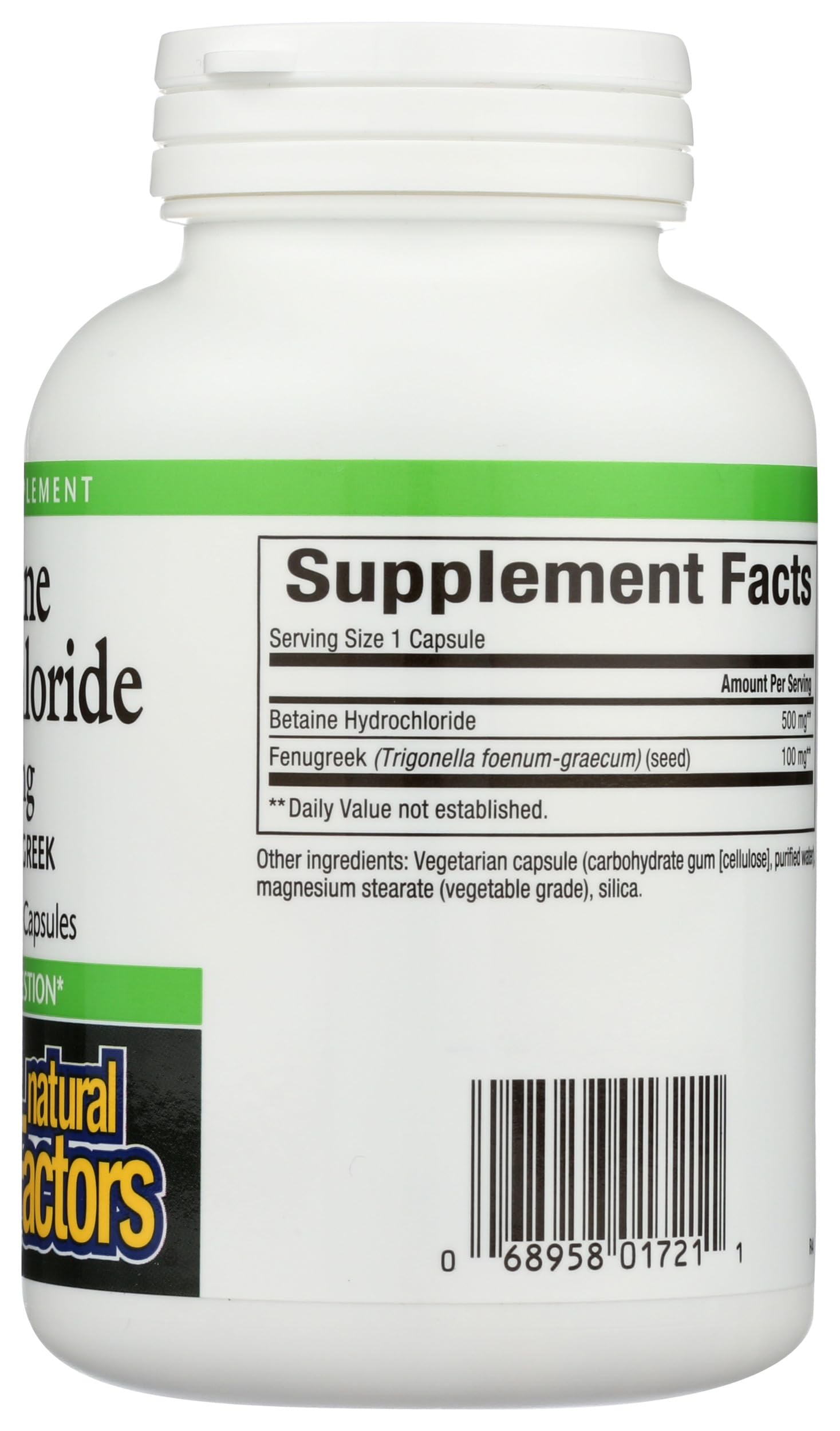 Foto 8 pulgar | Suplemento Natural Factors Betaine Hcl 500 Mg 180 Cápsulas - Venta Internacional.
