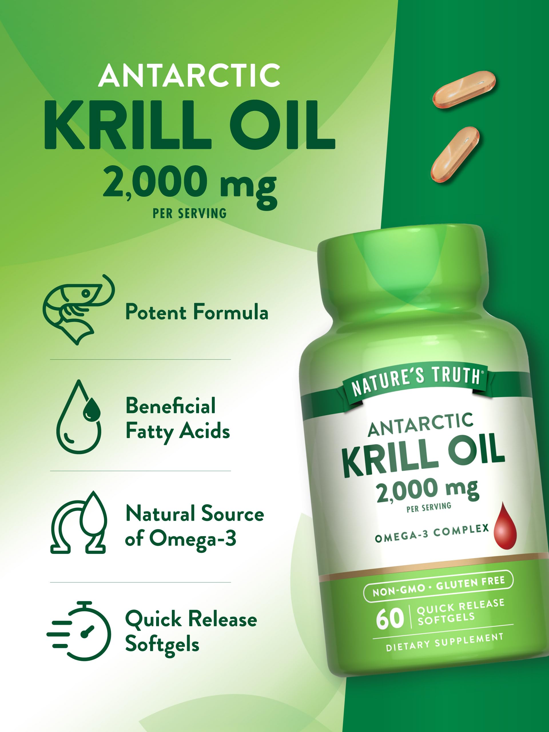 Foto 6 pulgar | Suplemento De Aceite De Krill Antártico De Nature's Truth 2000 Mg 60 Cápsulas Blandas - Venta Internacional.