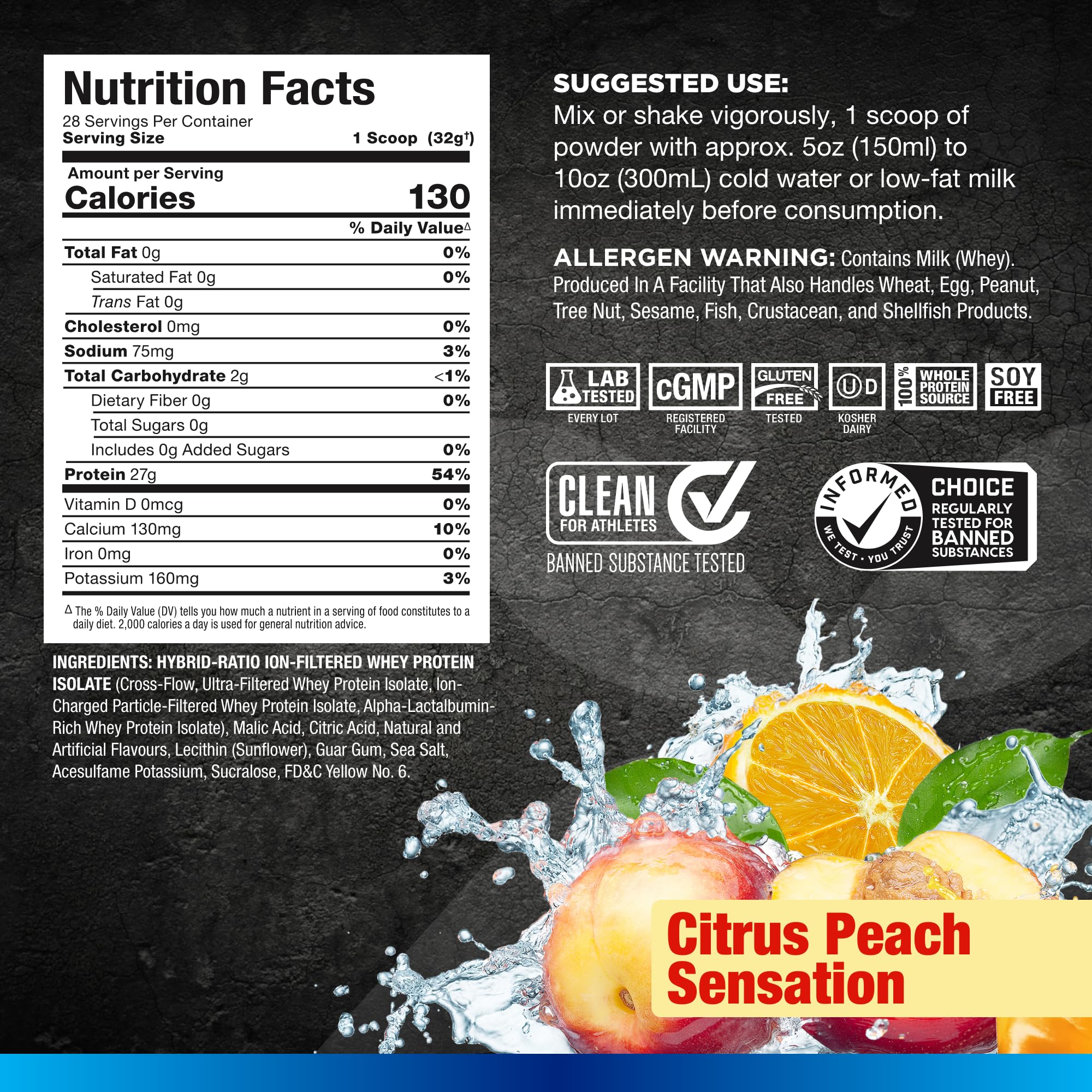 Foto 3 pulgar | Proteína En Polvo Allmax Nutrition Isoflex Chiller Citrus Peach, 2 Libras - Venta Internacional.