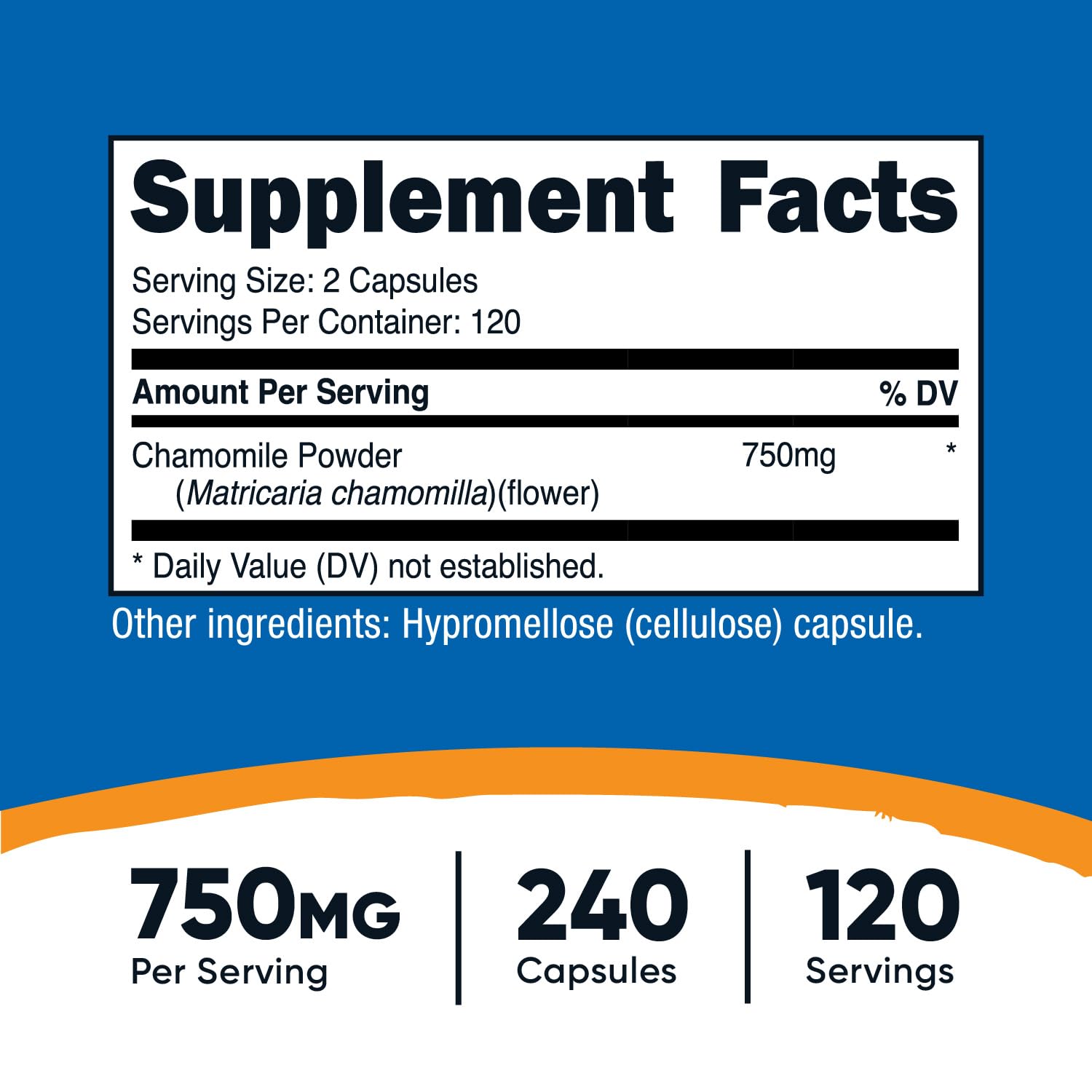 Foto 3 pulgar | Suplemento Nutricost, Cápsulas De Manzanilla, 750 Mg, 240 Cápsulas - Venta Internacional.