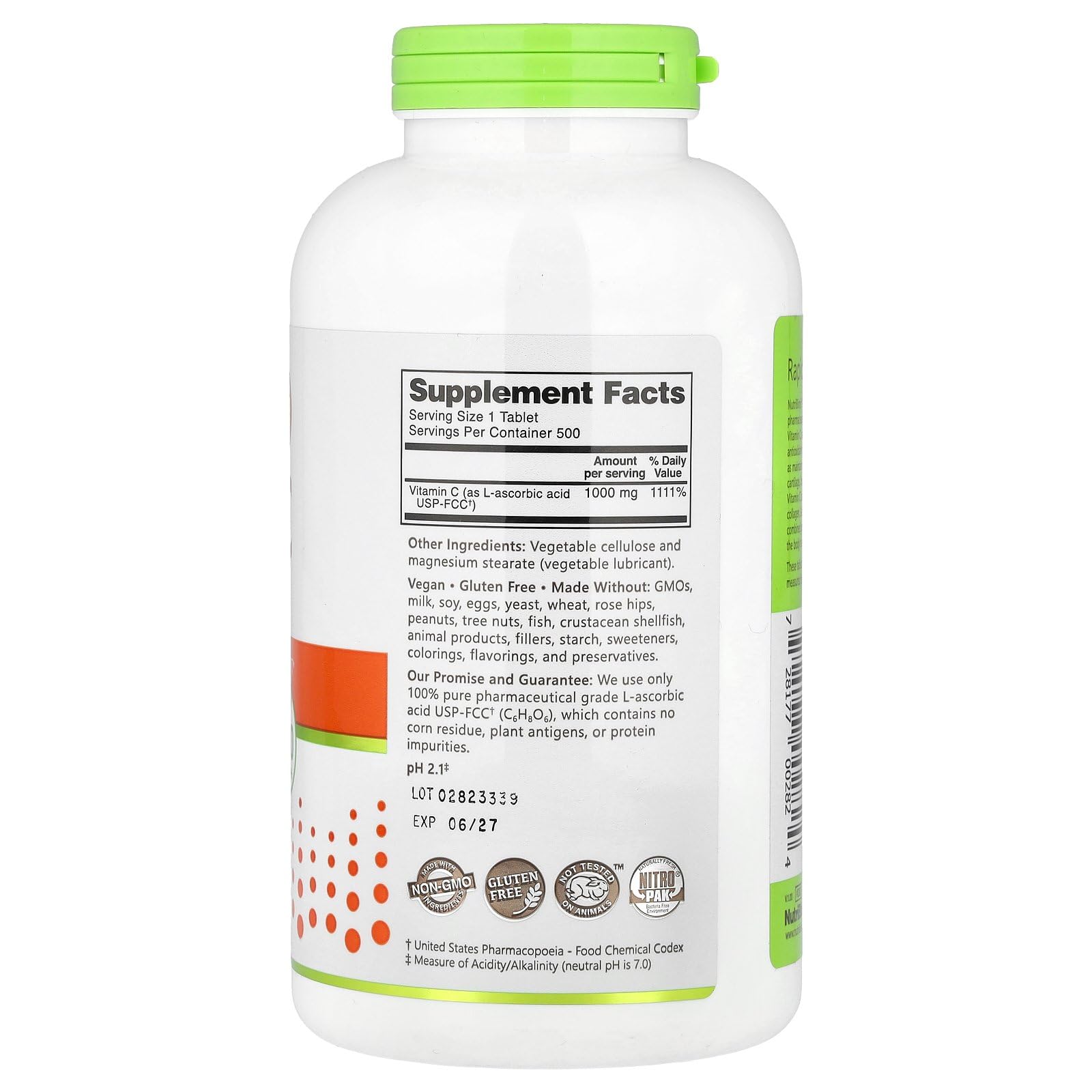 Foto 3 pulgar | Suplemento De Vitamina C Nutribiotic 1000 Mg 500 Comprimidos - Venta Internacional.