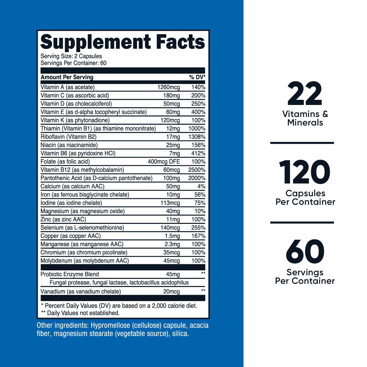 Foto 3 pulgar | Suplemento Multivitamínico Nutricost Con Probióticos 120 Cápsulas - Venta Internacional.