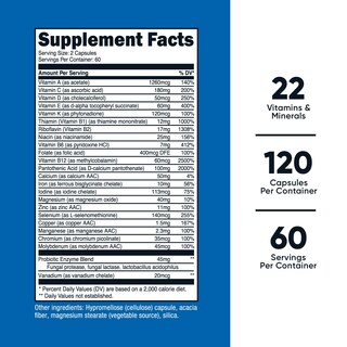 Foto 2 | Suplemento Multivitamínico Nutricost Con Probióticos 120 Cápsulas - Venta Internacional.