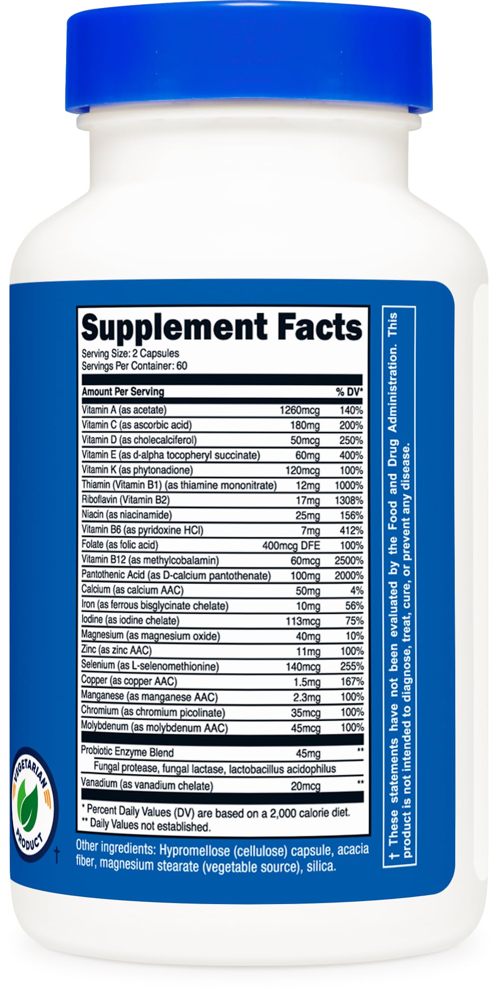 Foto 5 pulgar | Suplemento Multivitamínico Nutricost Con Probióticos 120 Cápsulas - Venta Internacional.