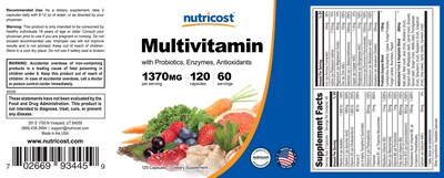 Foto 6 | Suplemento Multivitamínico Nutricost Con Probióticos 120 Cápsulas - Venta Internacional.