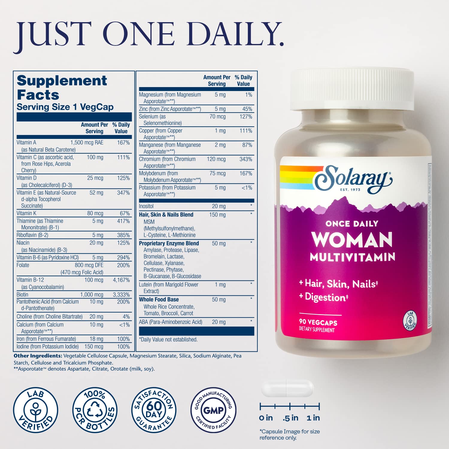 Foto 3 pulgar | Multivitamínico Solaray Una Vez Al Día Para Mujer Con Hierro, 90 Cápsulas Vegetales - Venta Internacional.