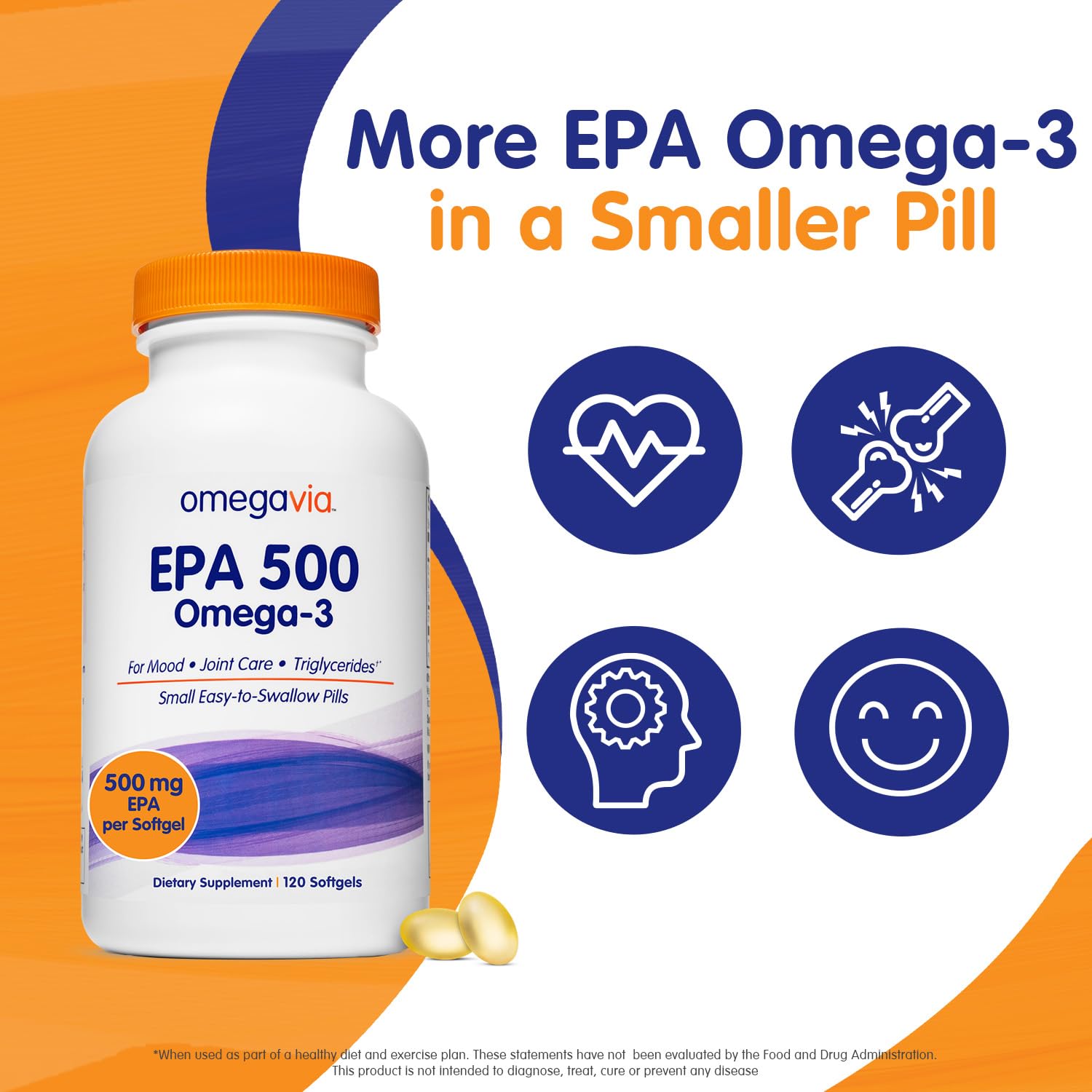 Foto 3 pulgar | Suplemento De Aceite De Pescado Omega-3 Purificado Omegavia Epa 500 120 Cápsulas Blandas - Venta Internacional.