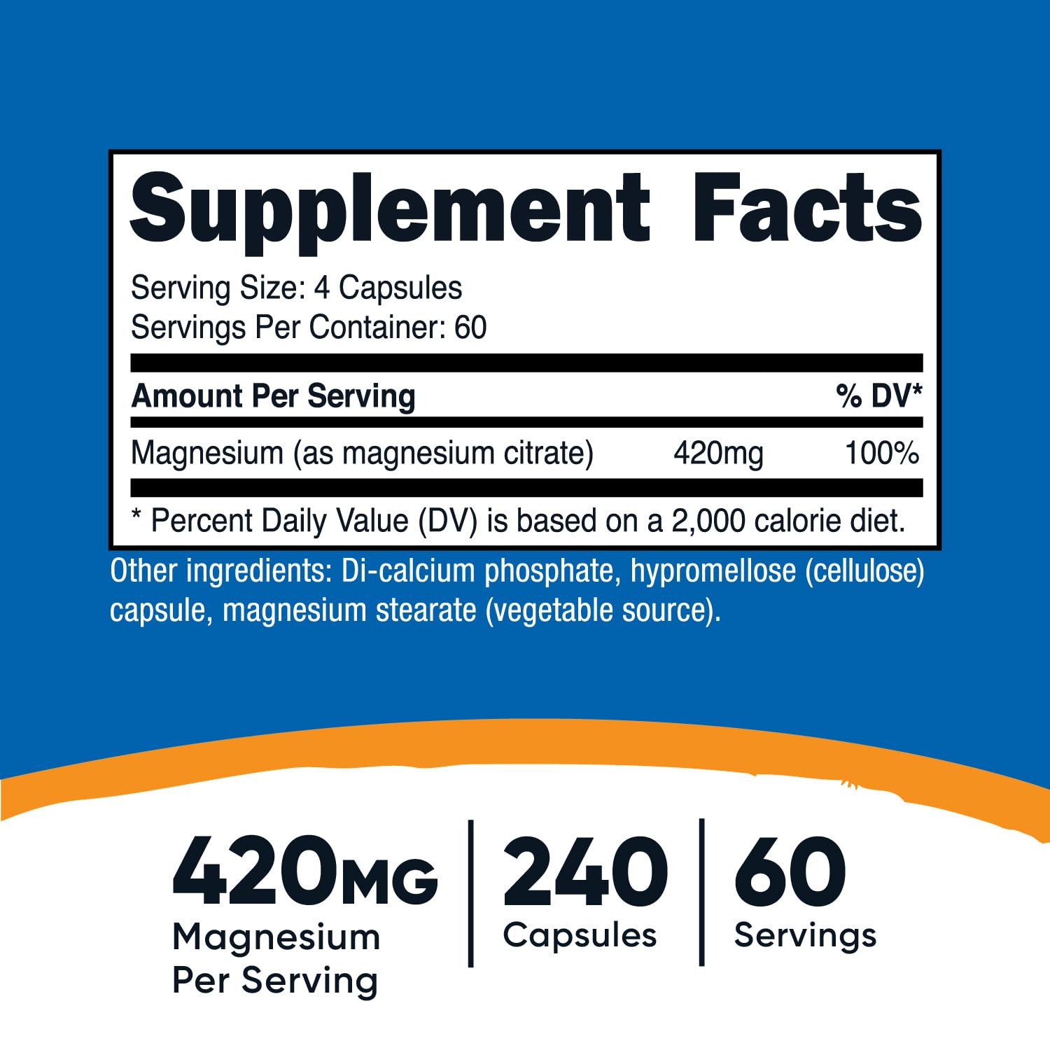 Foto 3 pulgar | Suplemento Nutricost Citrato De Magnesio 420 Mg 240 Cápsulas - Venta Internacional.