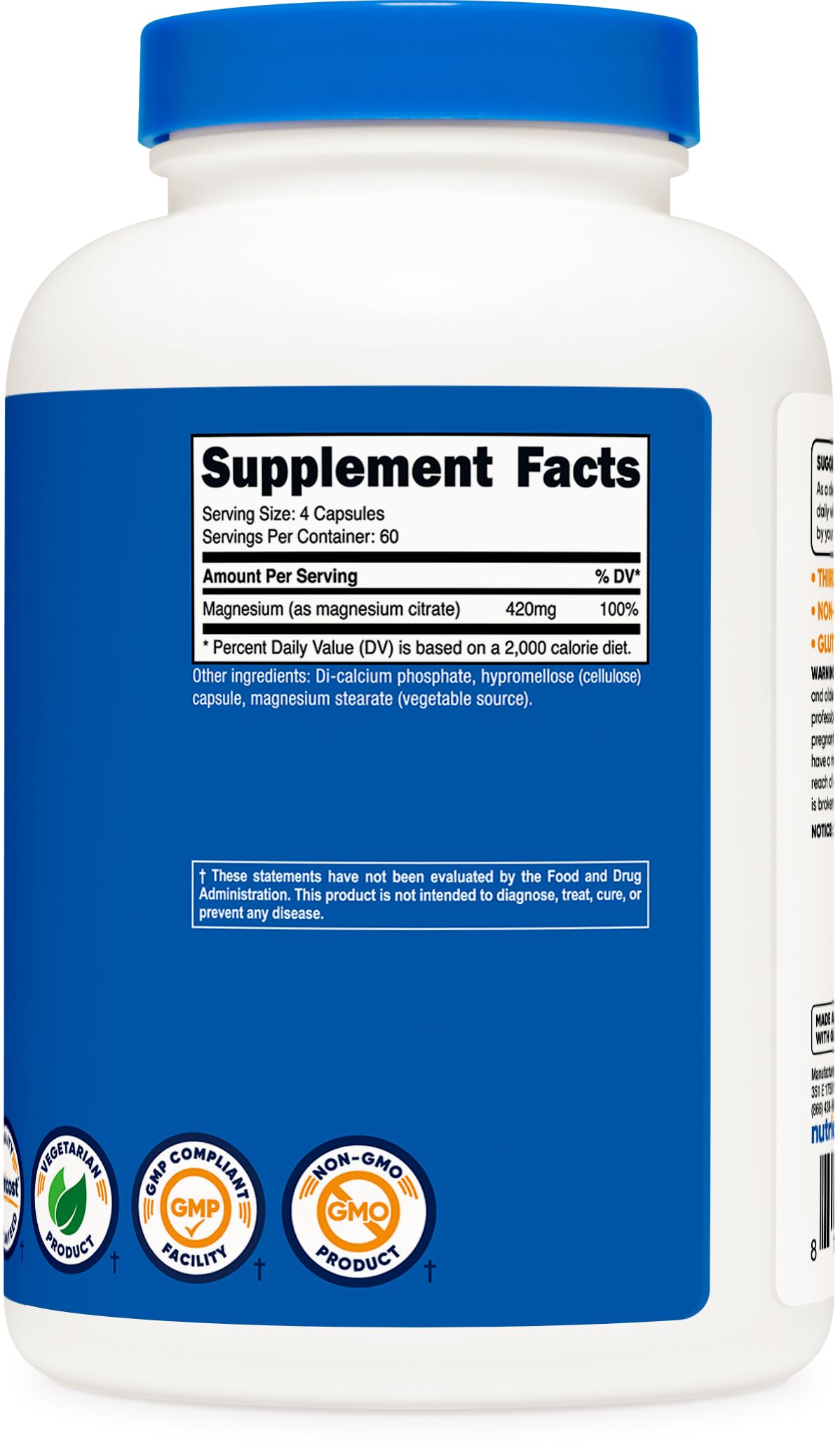 Foto 5 | Suplemento Nutricost Citrato De Magnesio 420 Mg 240 Cápsulas - Venta Internacional.