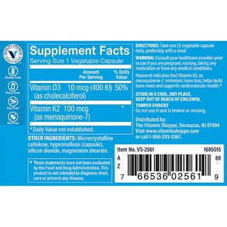 Foto 3 | Suplemento The Vitamin Shoppe De Vitamina K2-100 Mcg, 60 Cápsulas - Venta Internacional.