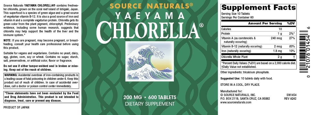 Foto 5 pulgar | Yaeyama Chlorella 600 Comprimidos De Supplement Source Naturals - Venta Internacional.