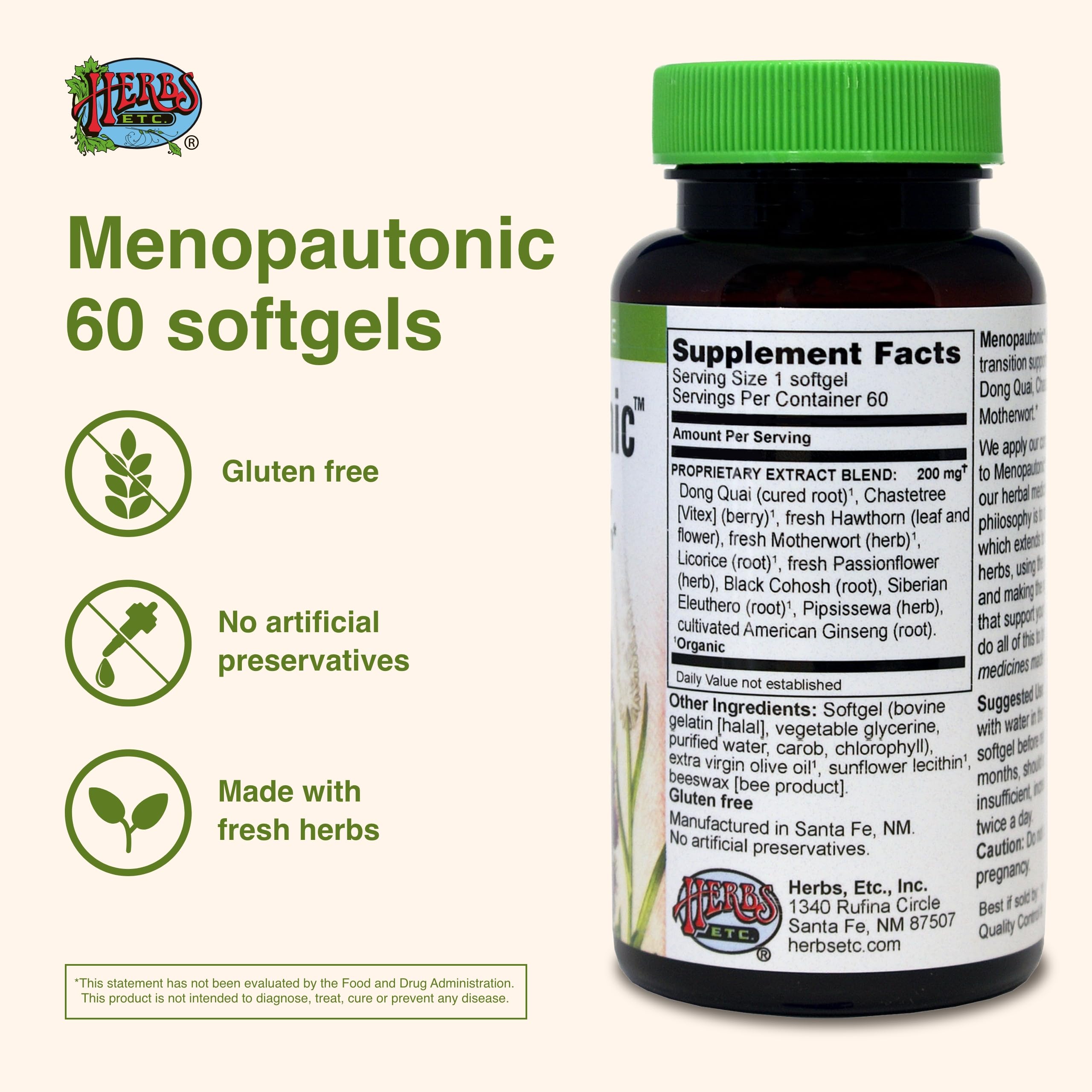 Foto 2 | Suplemento De Hierbas, Etc. Menopautonic Menopause Health, 60 Cápsulas Blandas - Venta Internacional.