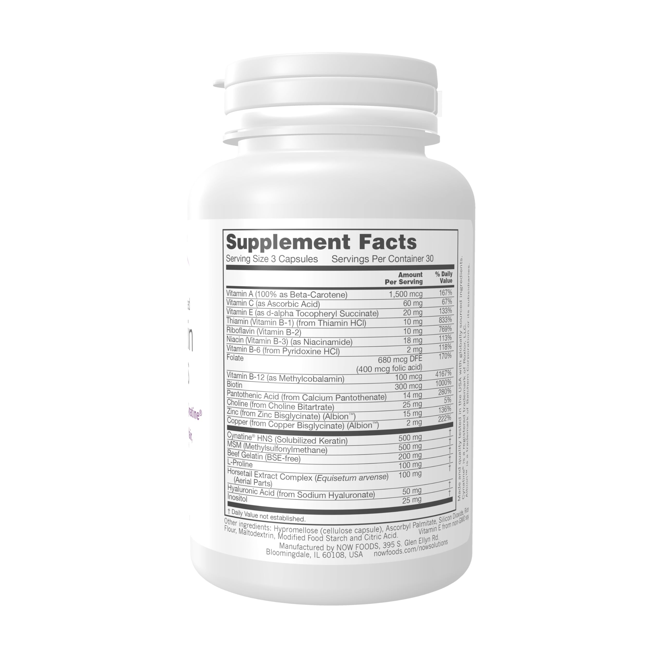 Foto 3 pulgar | Supplement Now Solutions Para Cabello, Piel Y Uñas, 90 Cápsulas Vegetarianas - Venta Internacional.