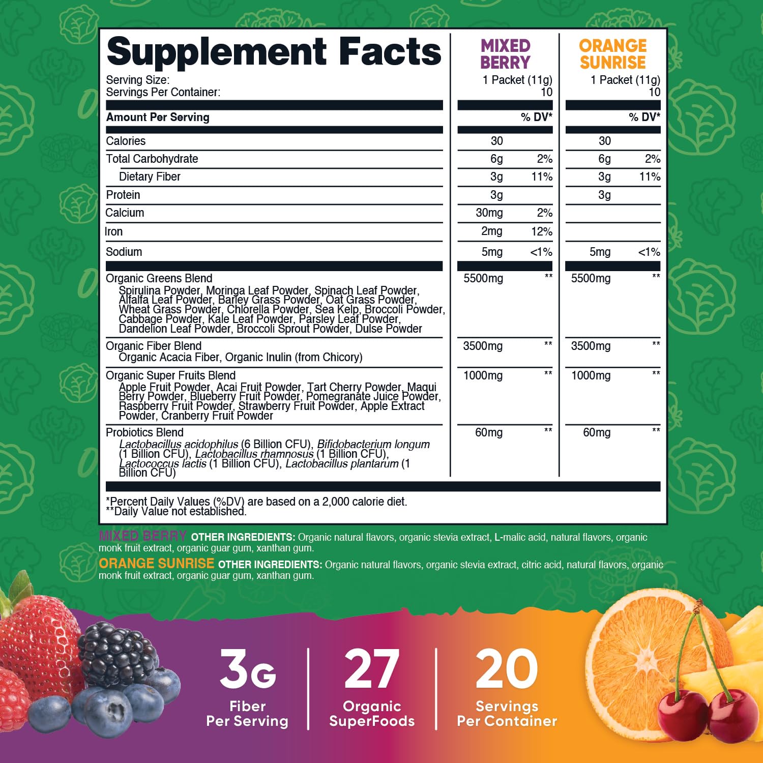 Foto 3 pulgar | Super Greens Nutricost Organic 20 Paquetes Sin Gluten - Venta Internacional.