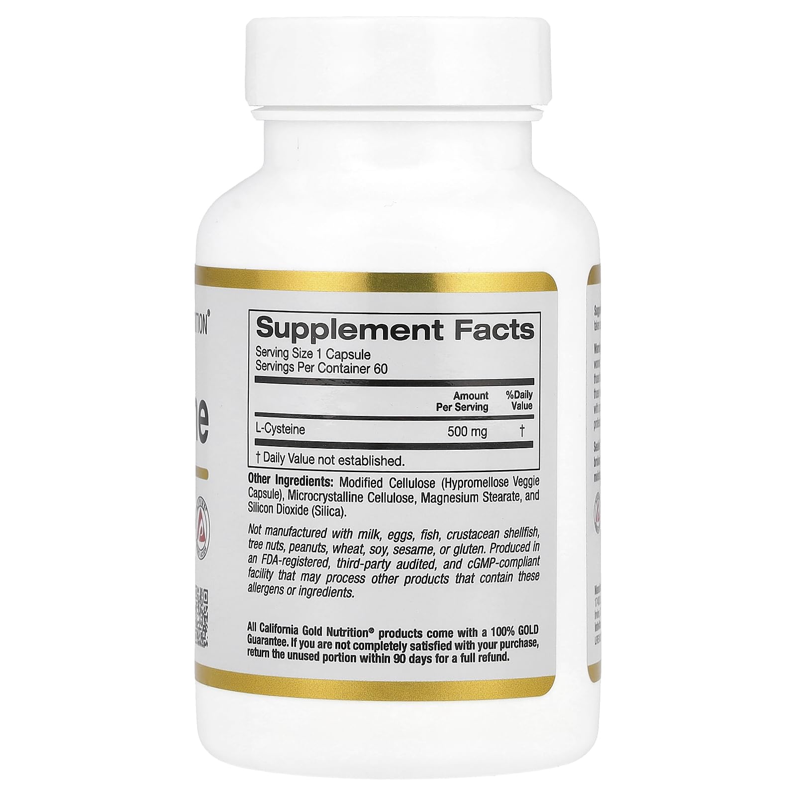 Foto 3 pulgar | Suplemento California Gold Nutrition L-cisteína 500 Mg 60 Cápsulas - Venta Internacional.