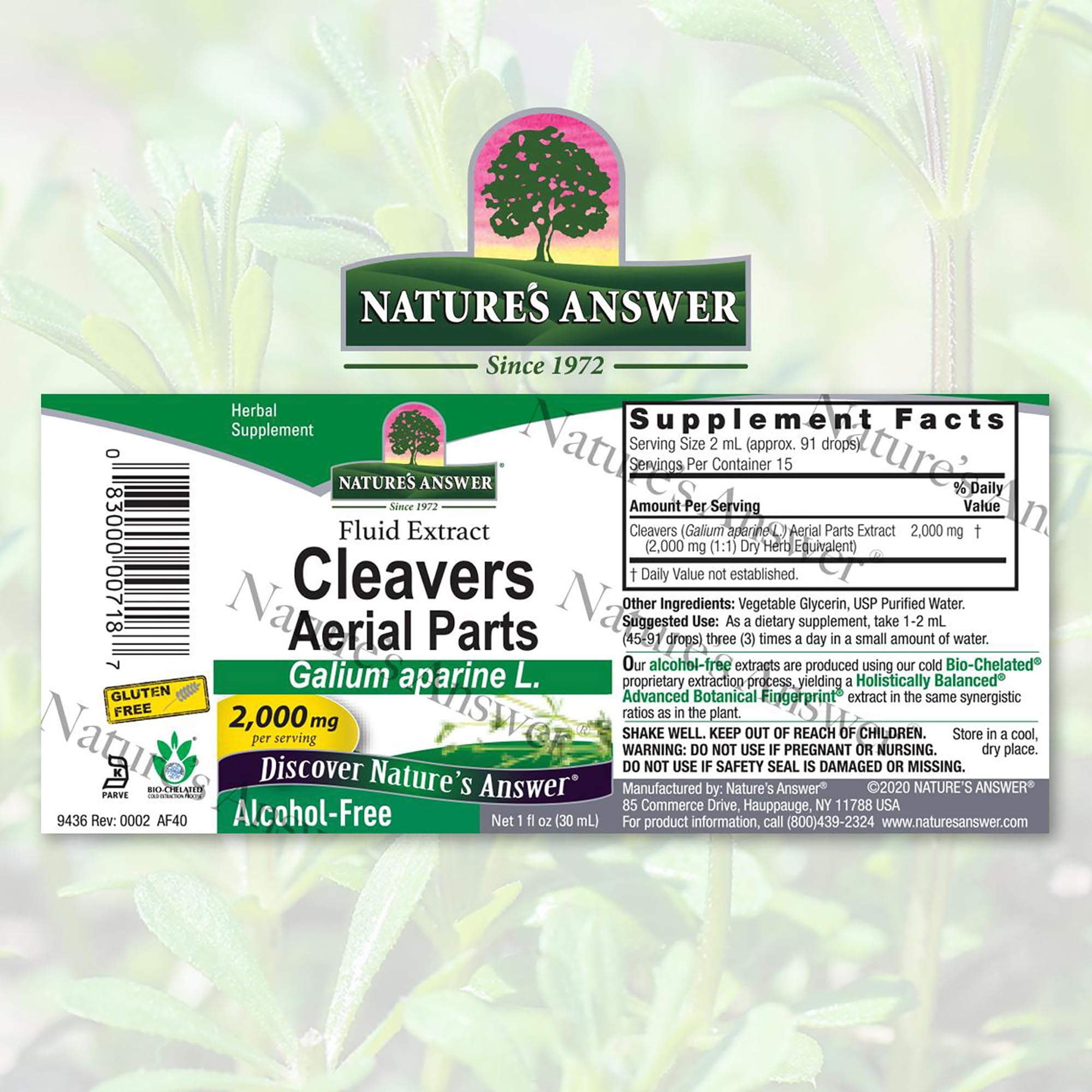 Foto 3 pulgar | Suplemento Nature's Answer Cleavers Herb, 30 Ml, Sin Alcohol - Venta Internacional.