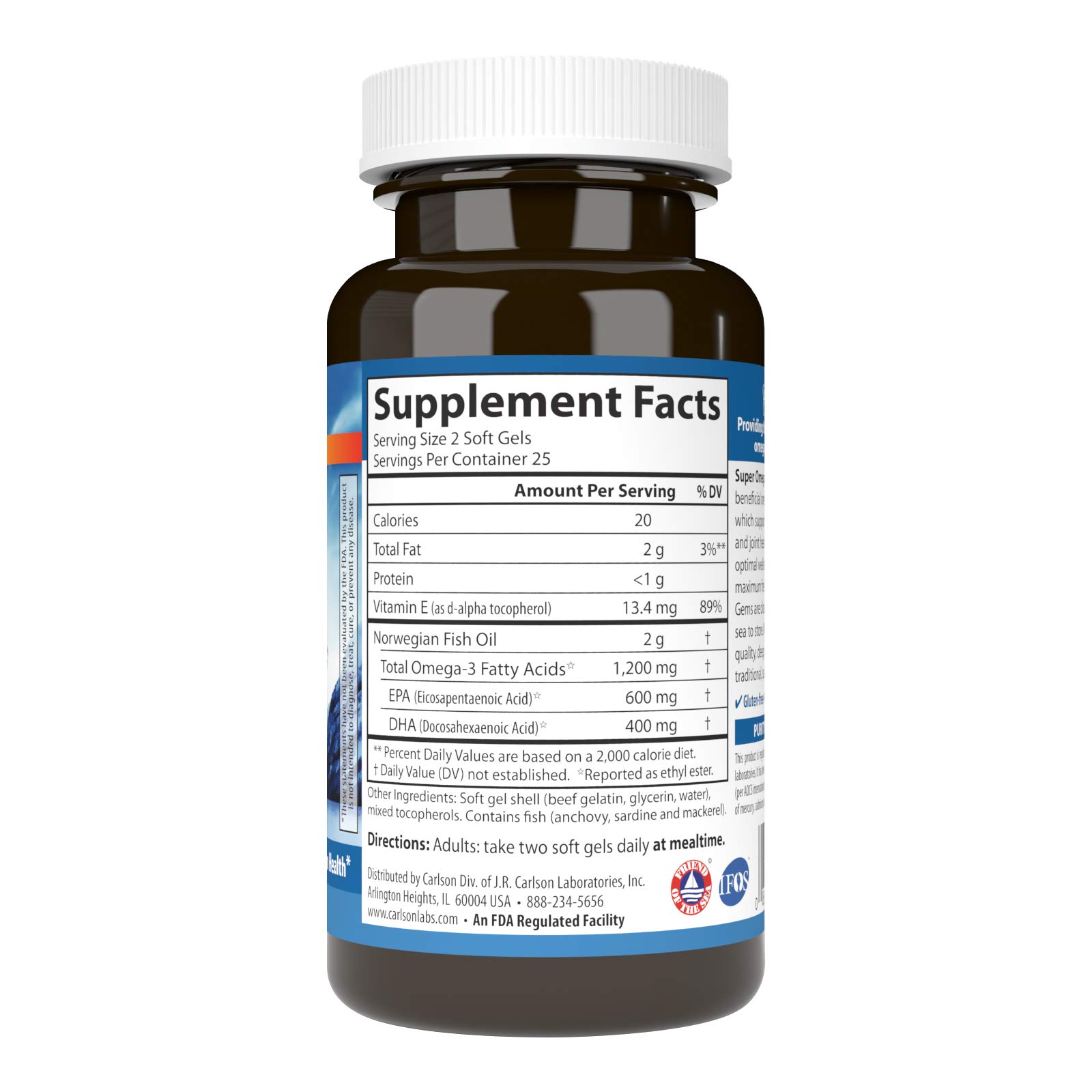 Foto 3 pulgar | Suplemento Carlson Super Omega-3 Gems 50 Cápsulas Blandas 1200 Mg - Venta Internacional.