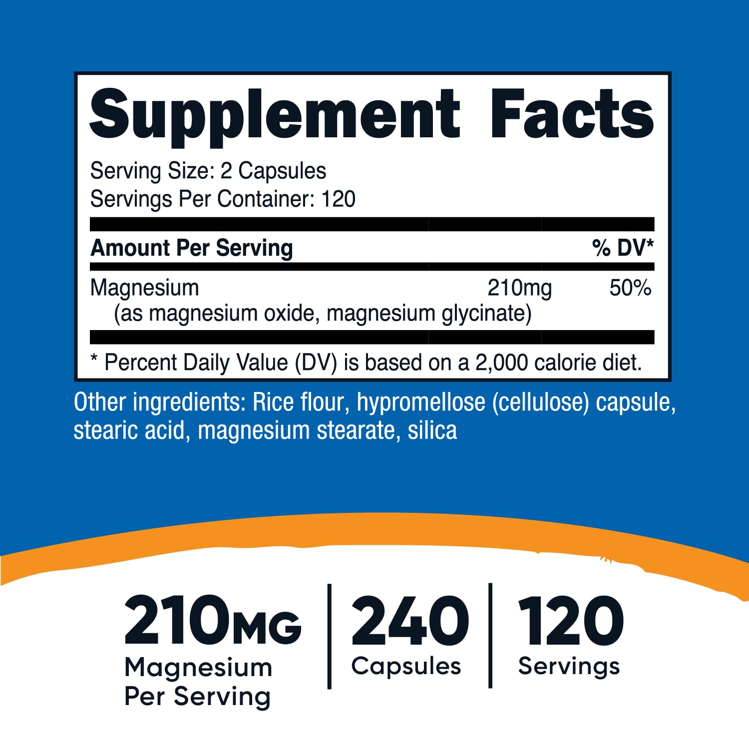 Foto 3 pulgar | Suplemento Nutricost Magnesium+ 210 Mg 240 Cápsulas - Venta Internacional.