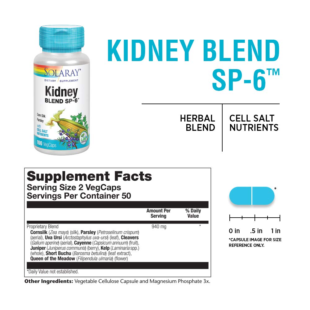 Foto 4 pulgar | Suplemento Solaray Kidney Blend Sp-6 Herbal Vegan, 1 Paquete - Venta Internacional.
