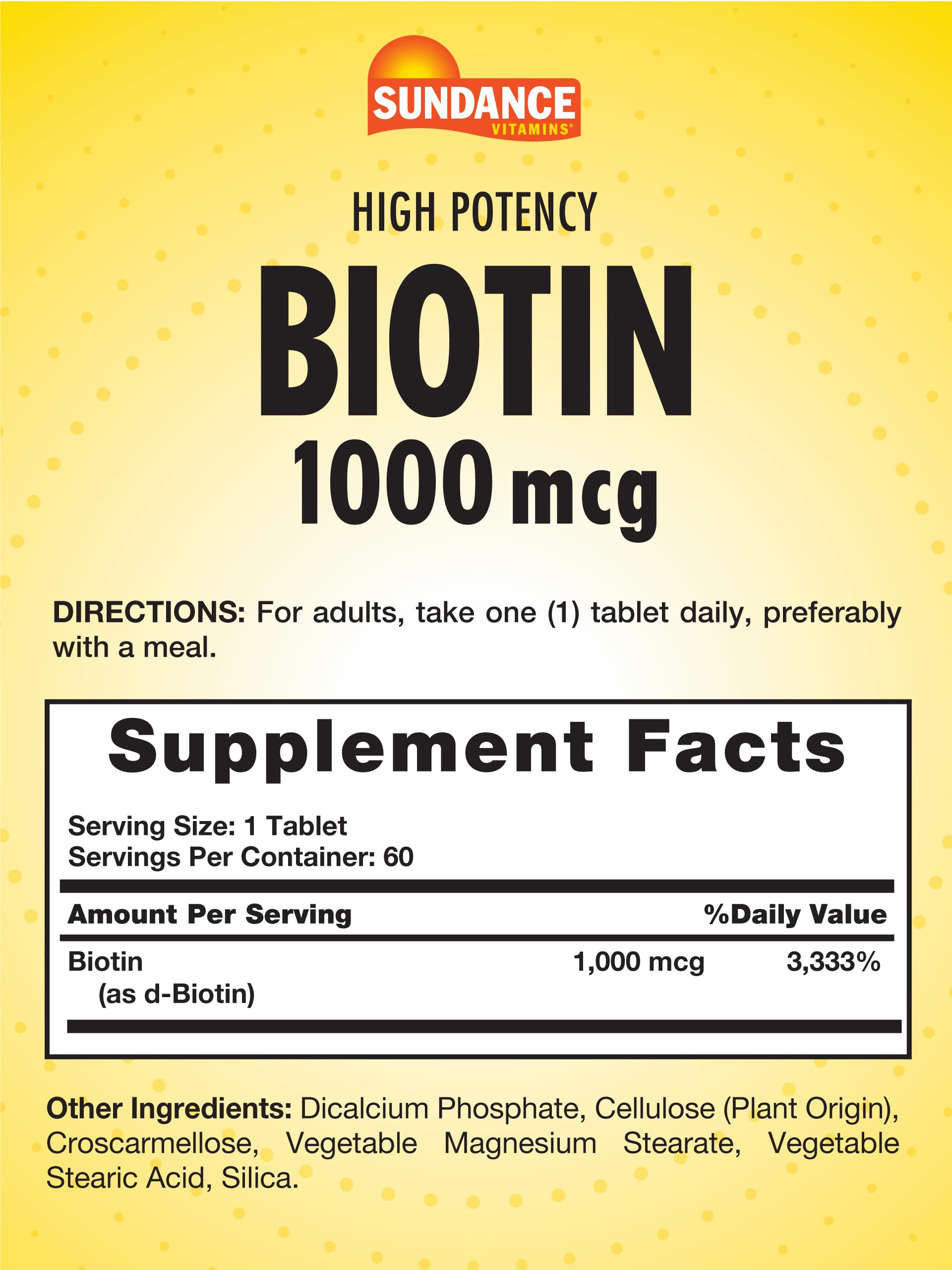 Foto 3 pulgar | Suplemento Sundance En Tabletas De Biotina De Alta Potencia De 1,000 Mcg - Venta Internacional.