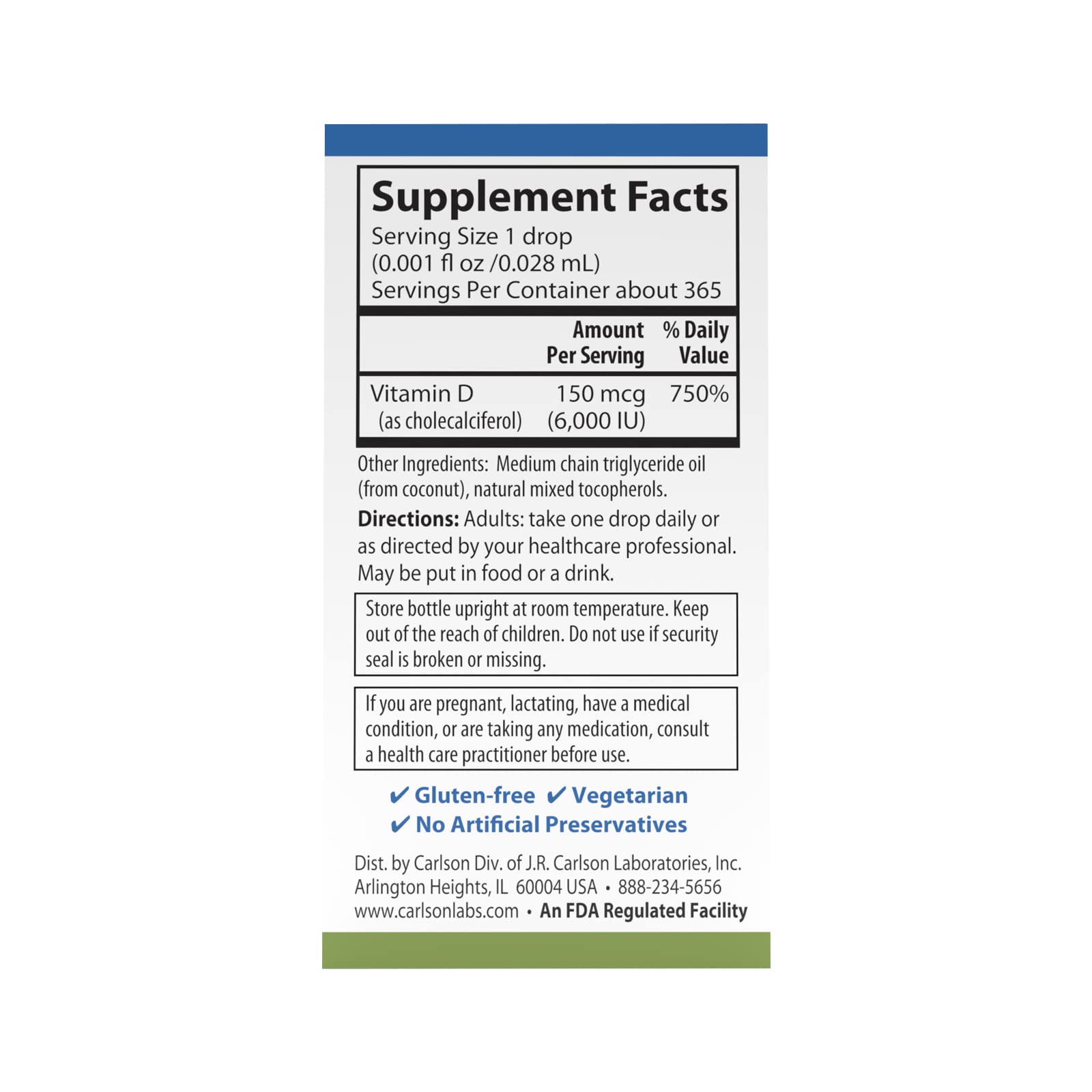 Foto 3 | Suplemento Carlson Super Daily D3 6000 Ui (150 Mcg) 10,3 Ml - Venta Internacional.