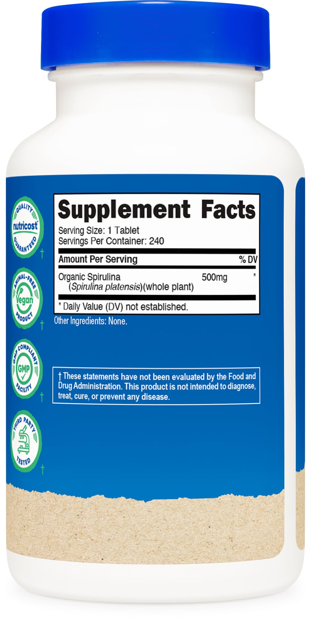 Foto 6 pulgar | Suplemento Nutricost De Espirulina Orgánica 500 Mg 240 Tabletas - Venta Internacional.