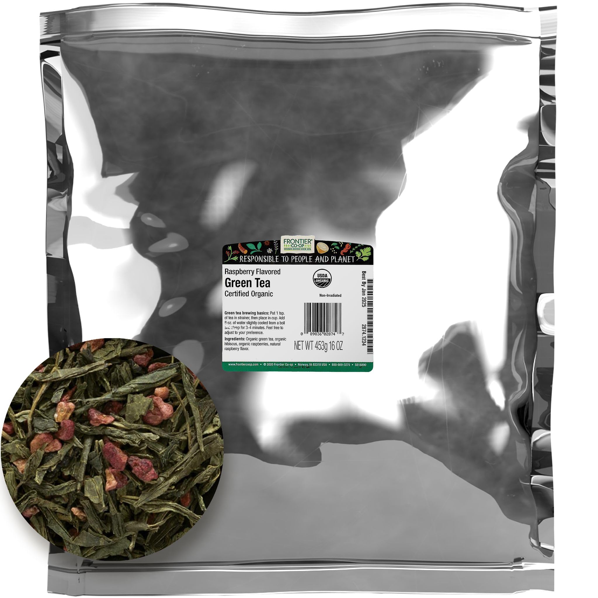 Foto 2 pulgar | Tea Frontier Co-op Con Sabor A Frambuesa Verde, 473 Ml, Orgánico - Venta Internacional.