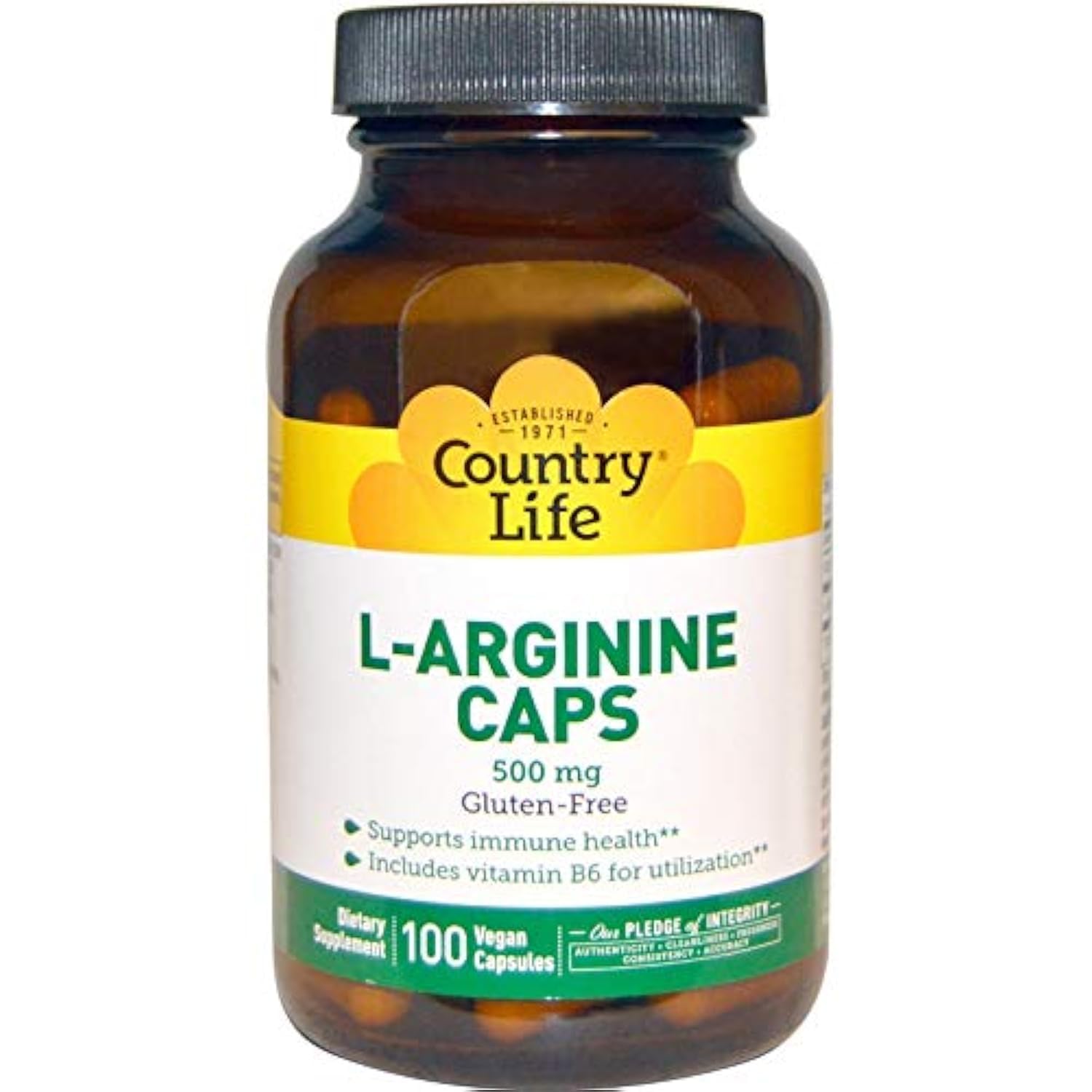 Foto 2 pulgar | Suplemento Country Life L-arginina En Cápsulas, 500 Mg, 100 Cápsulas Vegetarianas - Venta Internacional.