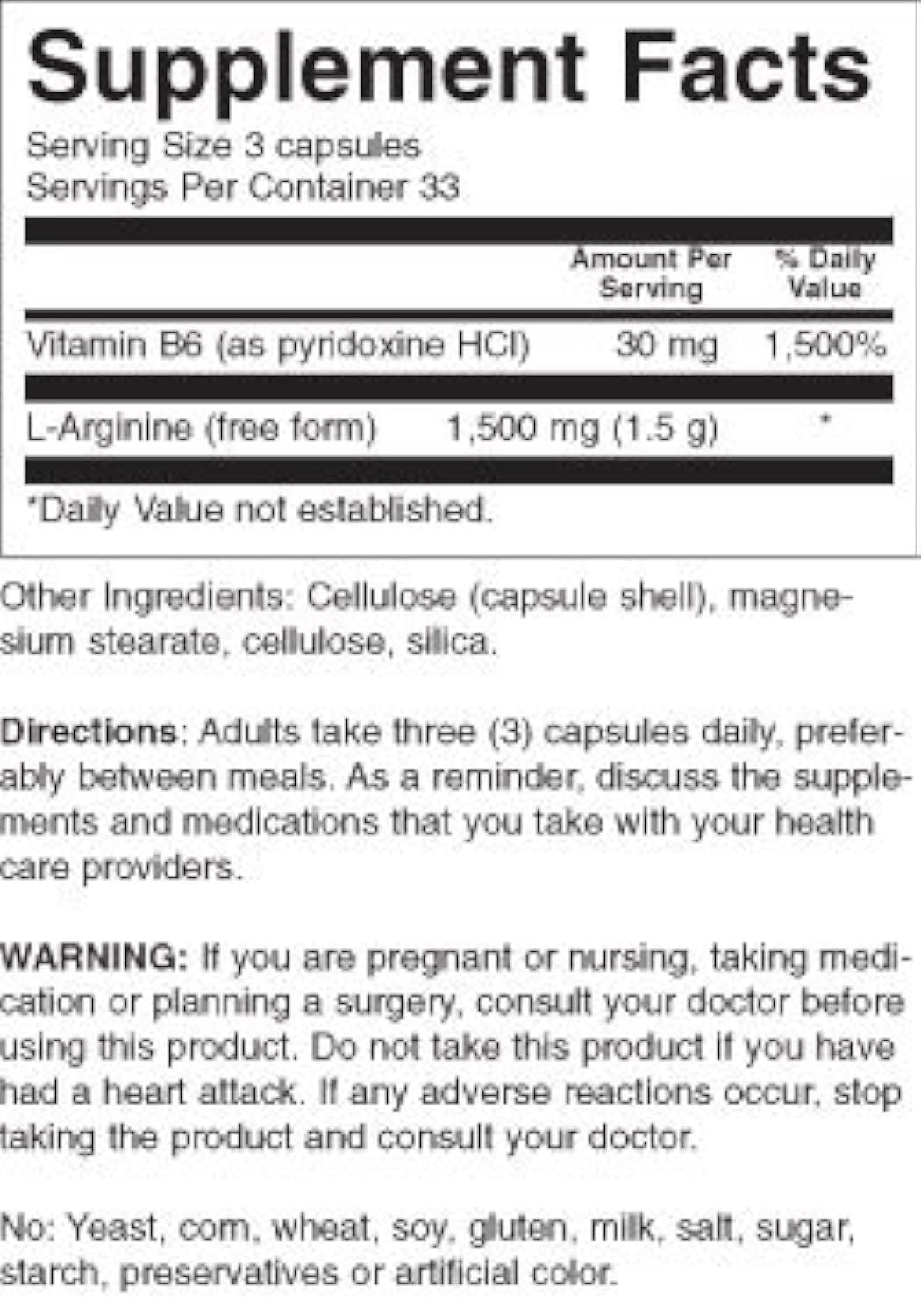 Foto 4 pulgar | Suplemento Country Life L-arginina En Cápsulas, 500 Mg, 100 Cápsulas Vegetarianas - Venta Internacional.