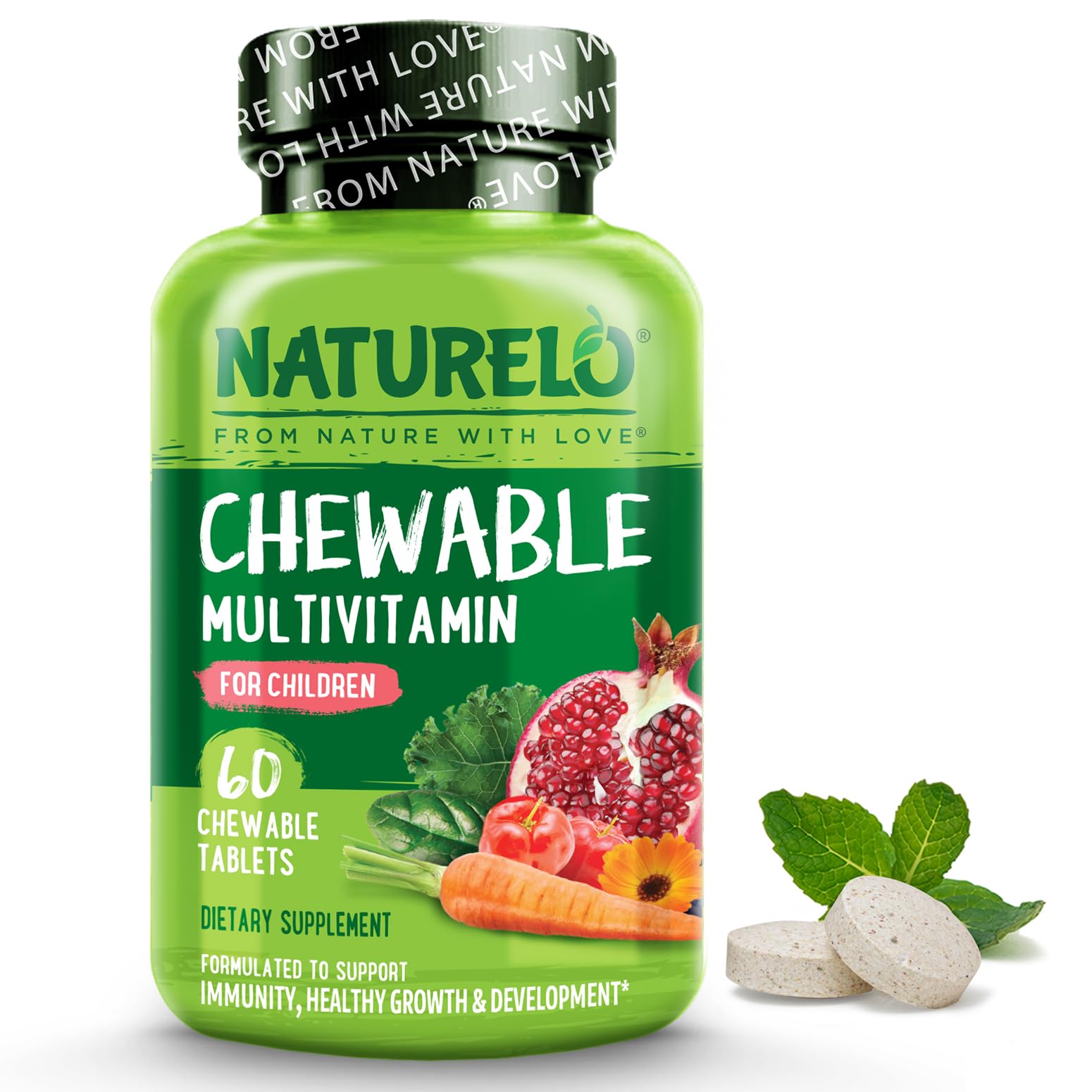 Foto 2 pulgar | Vitamina Naturelo Masticable Para Niños Con Fruta Orgánica 60 Tabletas - Venta Internacional.