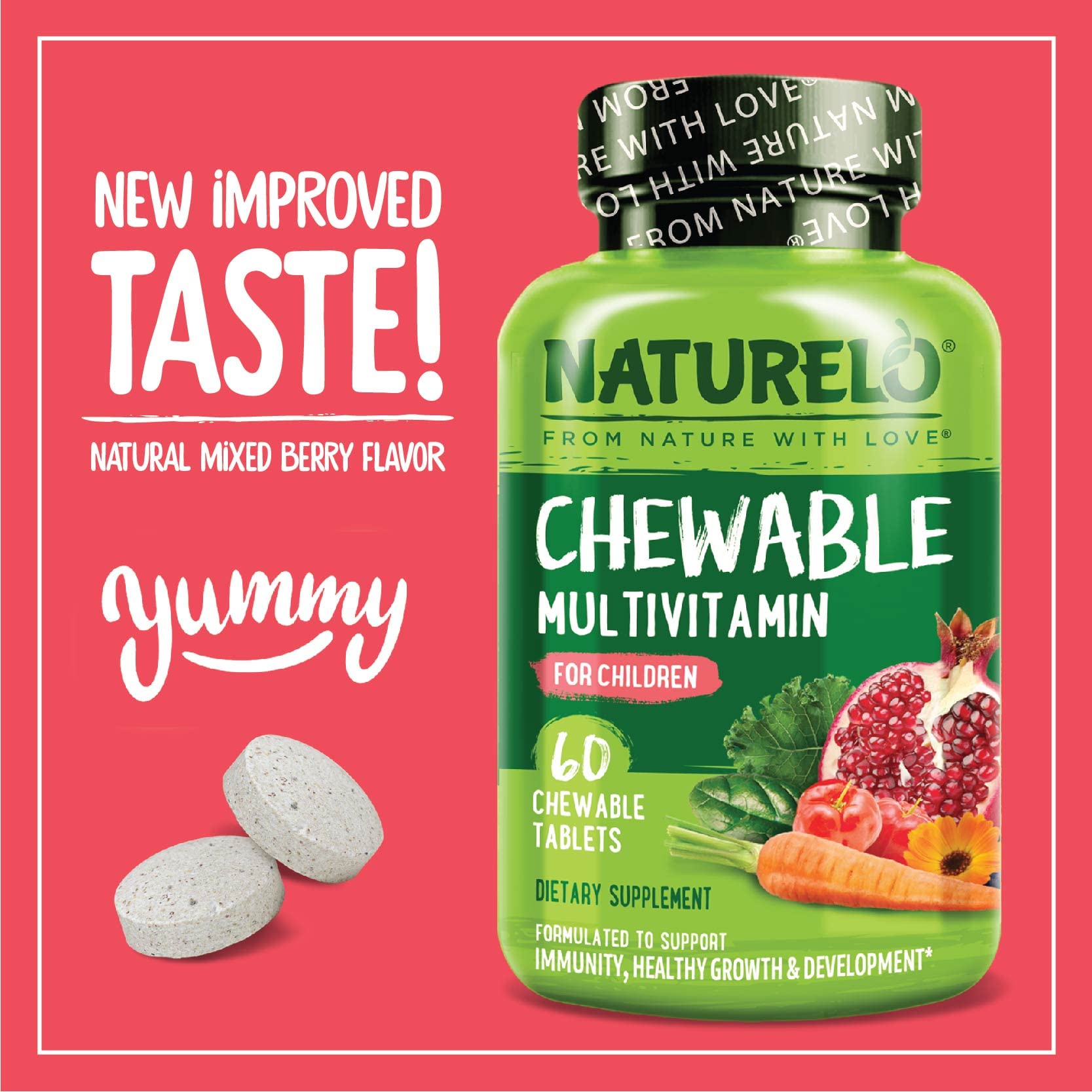 Foto 5 pulgar | Vitamina Naturelo Masticable Para Niños Con Fruta Orgánica 60 Tabletas - Venta Internacional.