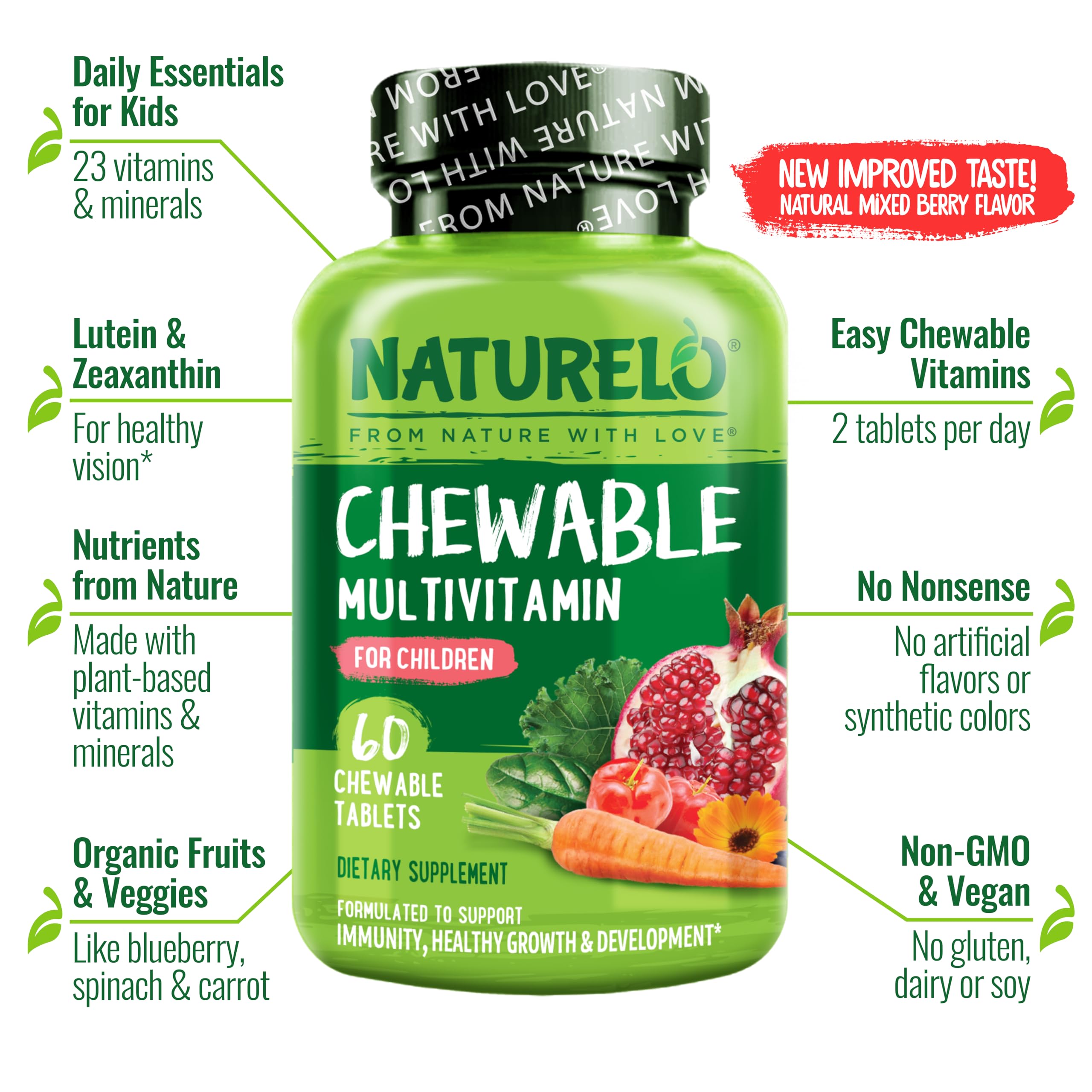Foto 5 | Vitamina Naturelo Masticable Para Niños Con Fruta Orgánica 60 Tabletas - Venta Internacional.