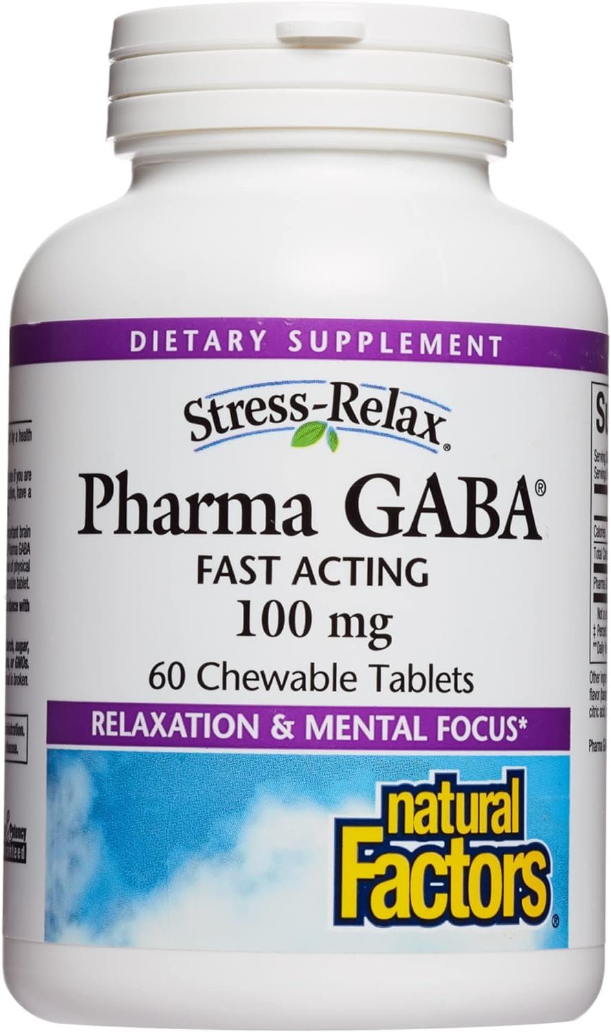 Foto 2 pulgar | Gaba Masticable Stress-relax Pharma, 100 Mg, Factores Naturales, 60 Comprimidos - Venta Internacional.