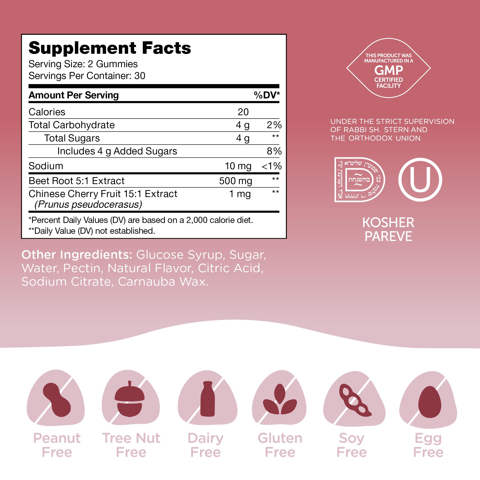 Foto 7 pulgar | Suplemento De Gomitas De Raíz De Remolacha Zahler, 500 Mg, Con Cereza, 60 Unidades - Venta Internacional.