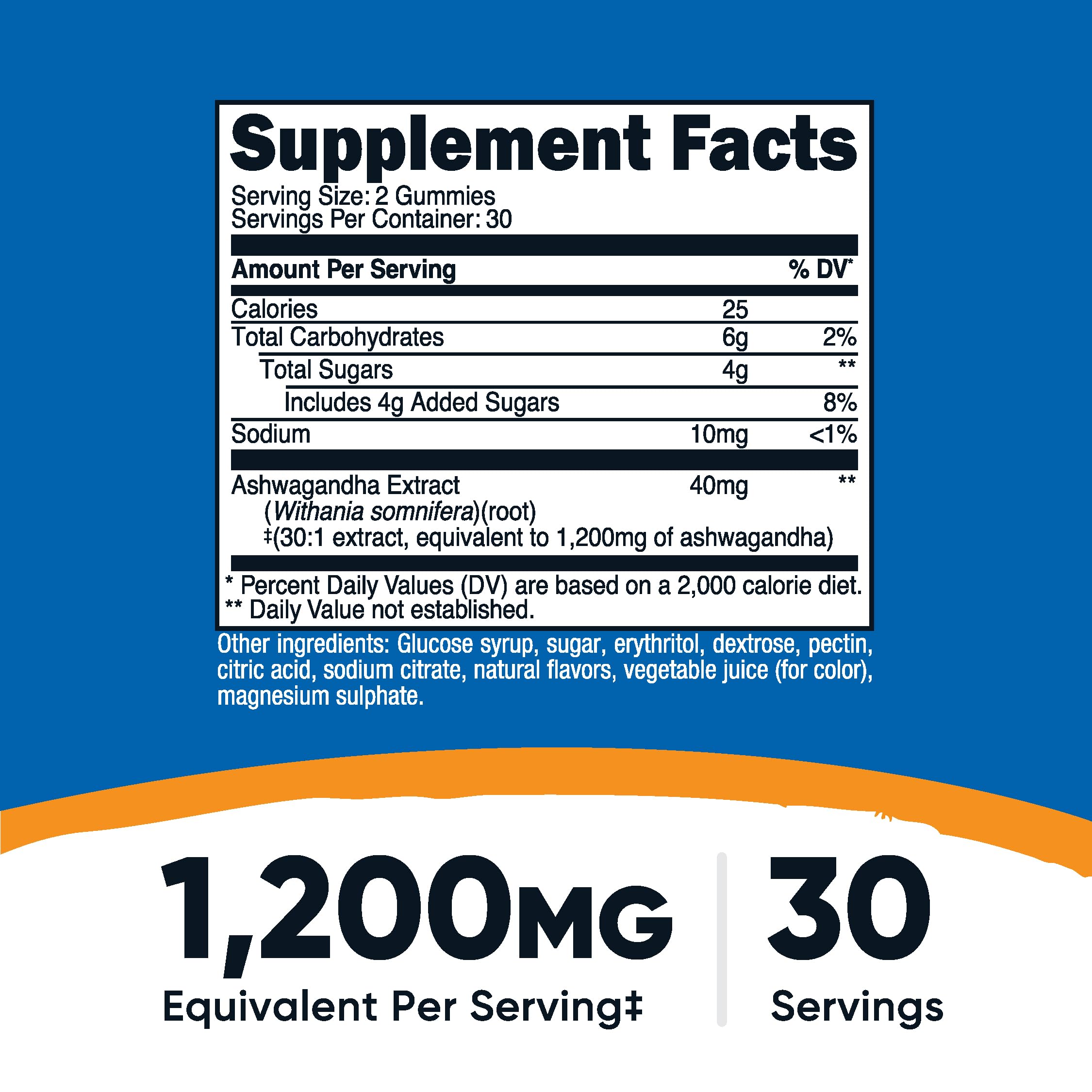 Foto 3 pulgar | Suplemento Nutricost En Gomitas De Ashwagandha, 1200 Mg, 60 Gomitas - Venta Internacional.