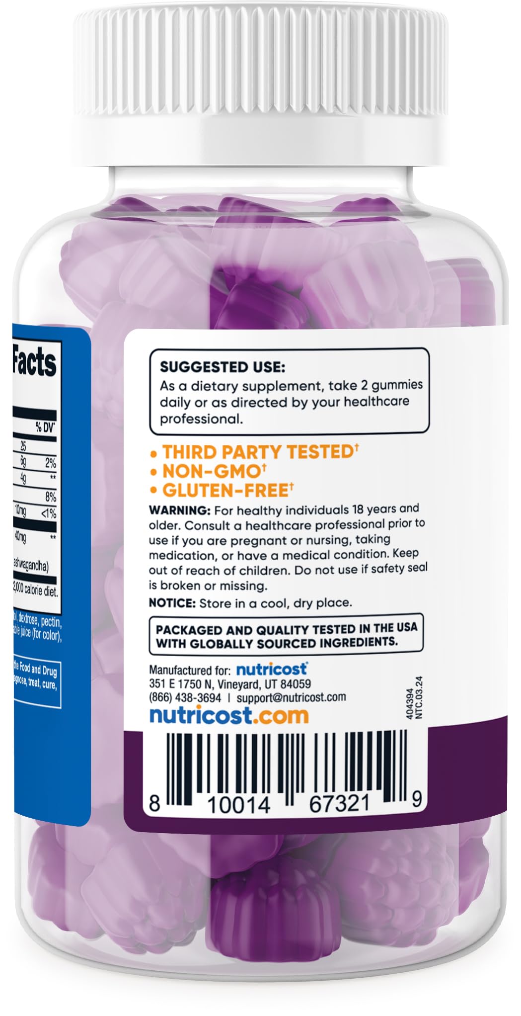 Foto 5 pulgar | Suplemento Nutricost En Gomitas De Ashwagandha, 1200 Mg, 60 Gomitas - Venta Internacional.