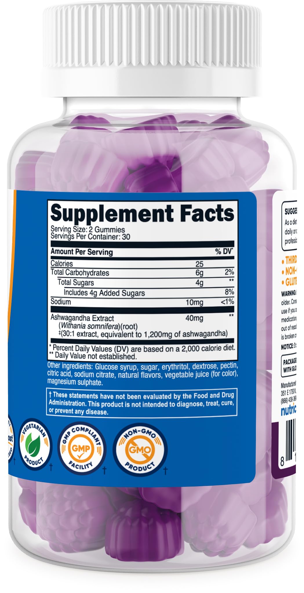 Foto 6 pulgar | Suplemento Nutricost En Gomitas De Ashwagandha, 1200 Mg, 60 Gomitas - Venta Internacional.