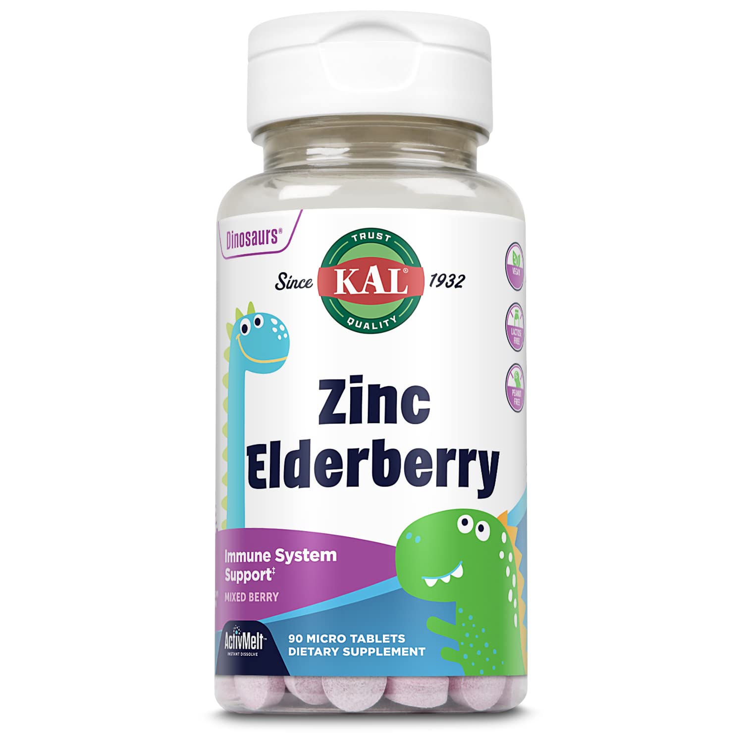 Foto 2 pulgar | Suplemento Kal Kids Zinc Elderberry Activmelts 90 Comprimidos - Venta Internacional.