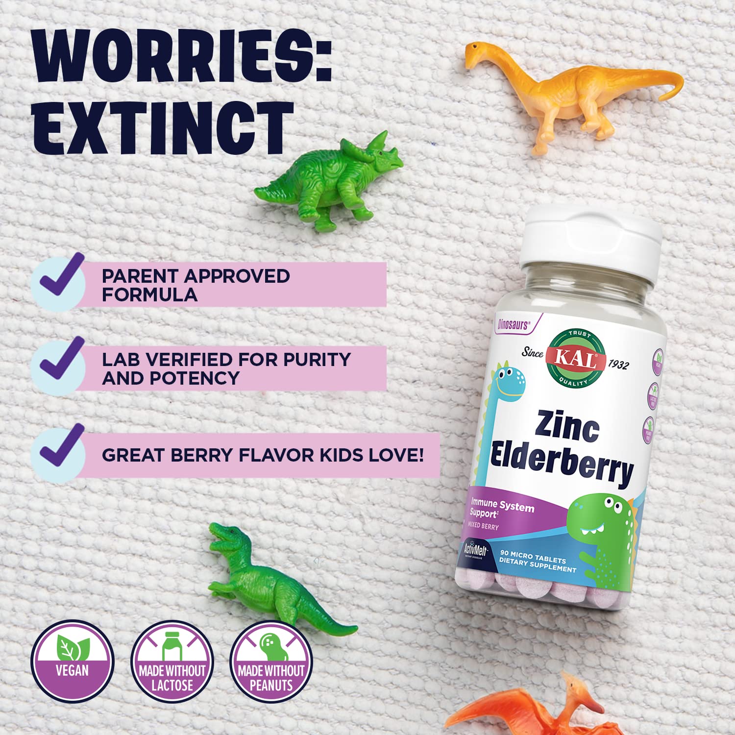 Foto 6 pulgar | Suplemento Kal Kids Zinc Elderberry Activmelts 90 Comprimidos - Venta Internacional.