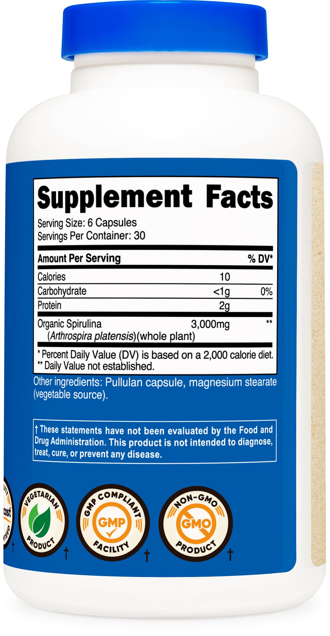 Foto 6 pulgar | Suplemento Nutricost Spirulina 3000 Mg 180 Cápsulas - Venta Internacional.