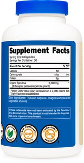 Foto 5 | Suplemento Nutricost Spirulina 3000 Mg 180 Cápsulas - Venta Internacional.