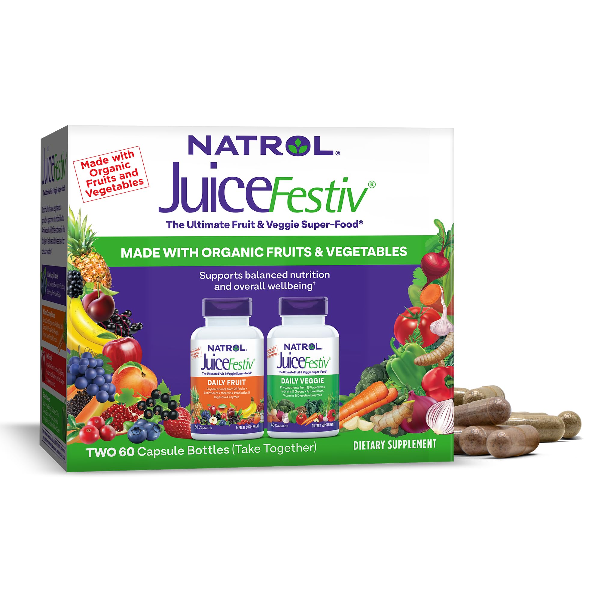 Foto 2 pulgar | Suplemento Natrol Juicefestiv Daily Fruit & Veggie 60 Cápsulas - Venta Internacional.
