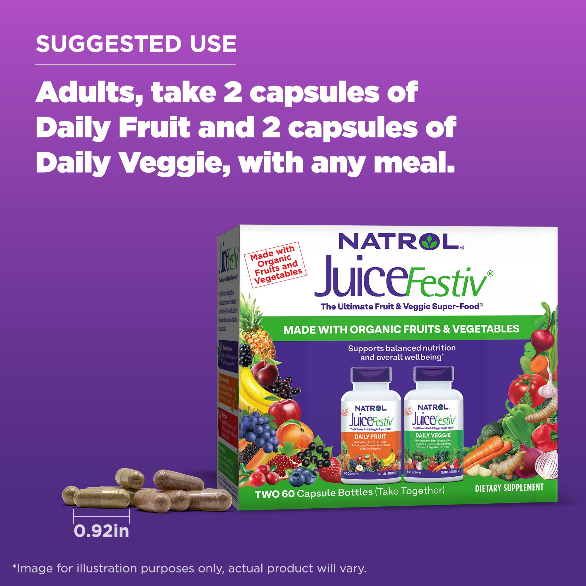 Foto 7 pulgar | Suplemento Natrol Juicefestiv Daily Fruit & Veggie 60 Cápsulas - Venta Internacional.