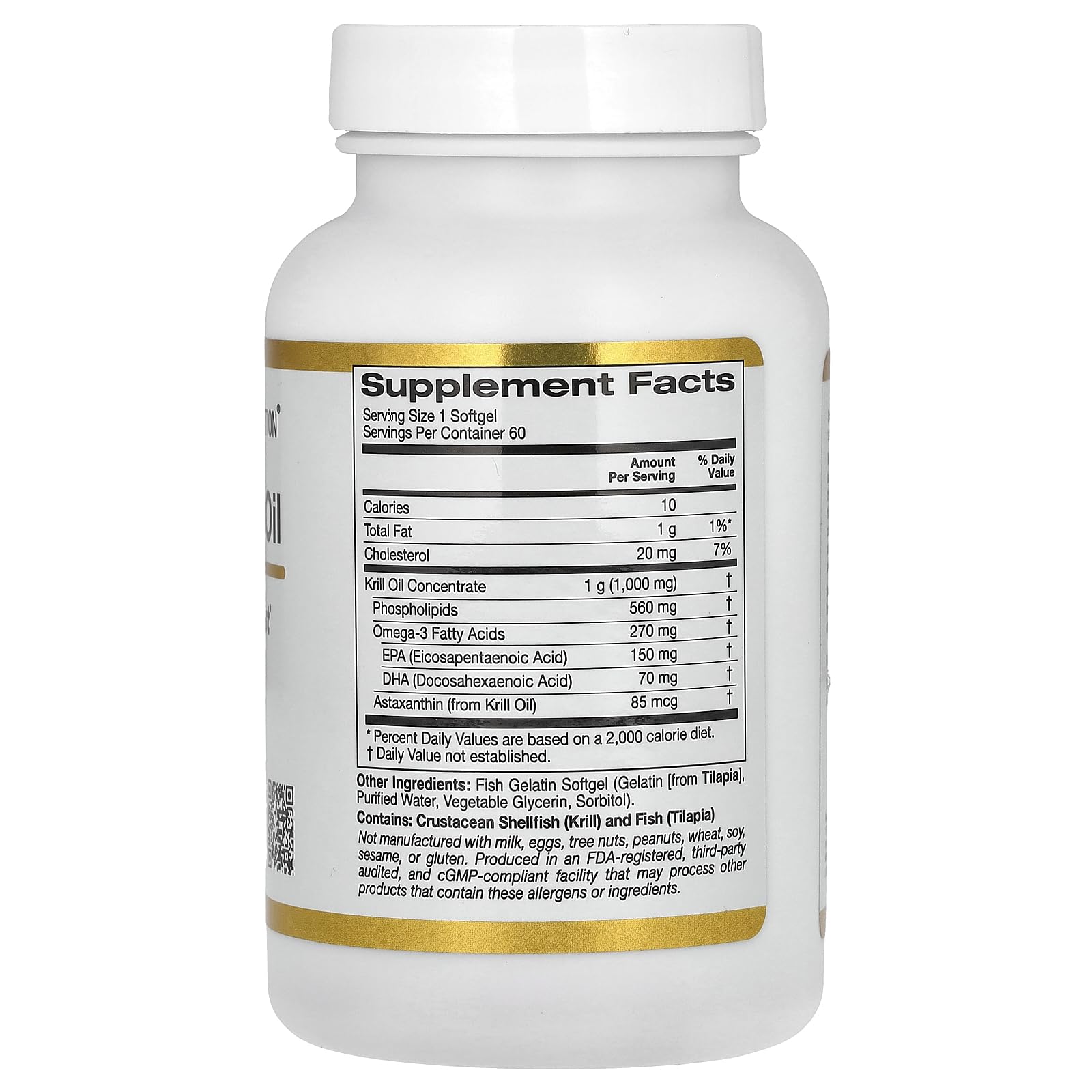 Foto 3 pulgar | Suplemento De Aceite De Krill De California Gold Nutrition, 1000 Mg, 60 Cápsulas Blandas - Venta Internacional.