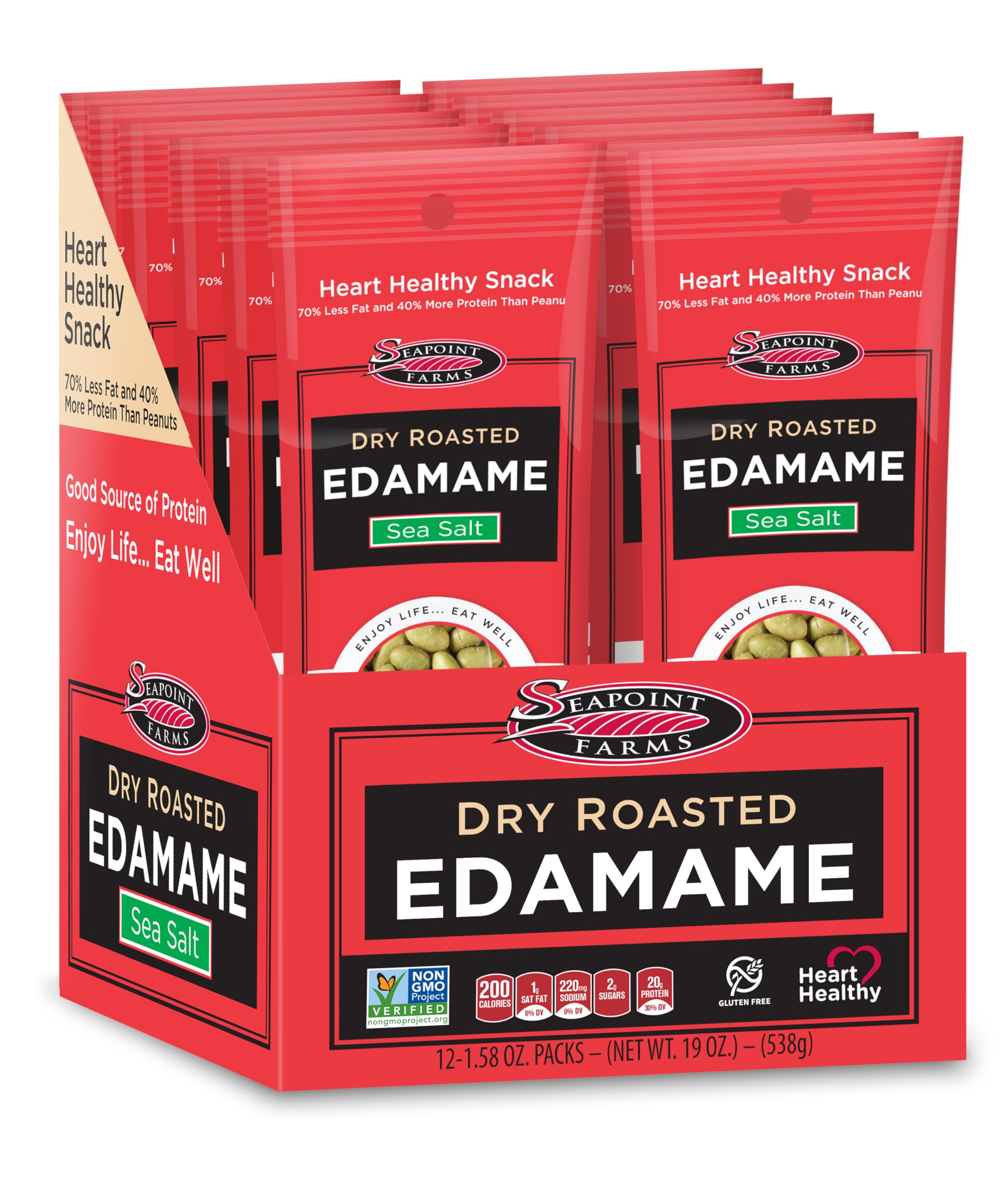 Foto 2 pulgar | Sal Marina De Edamame Tostado Seco De Snack Seapoint Farms, 45 G X 12 - Venta Internacional.