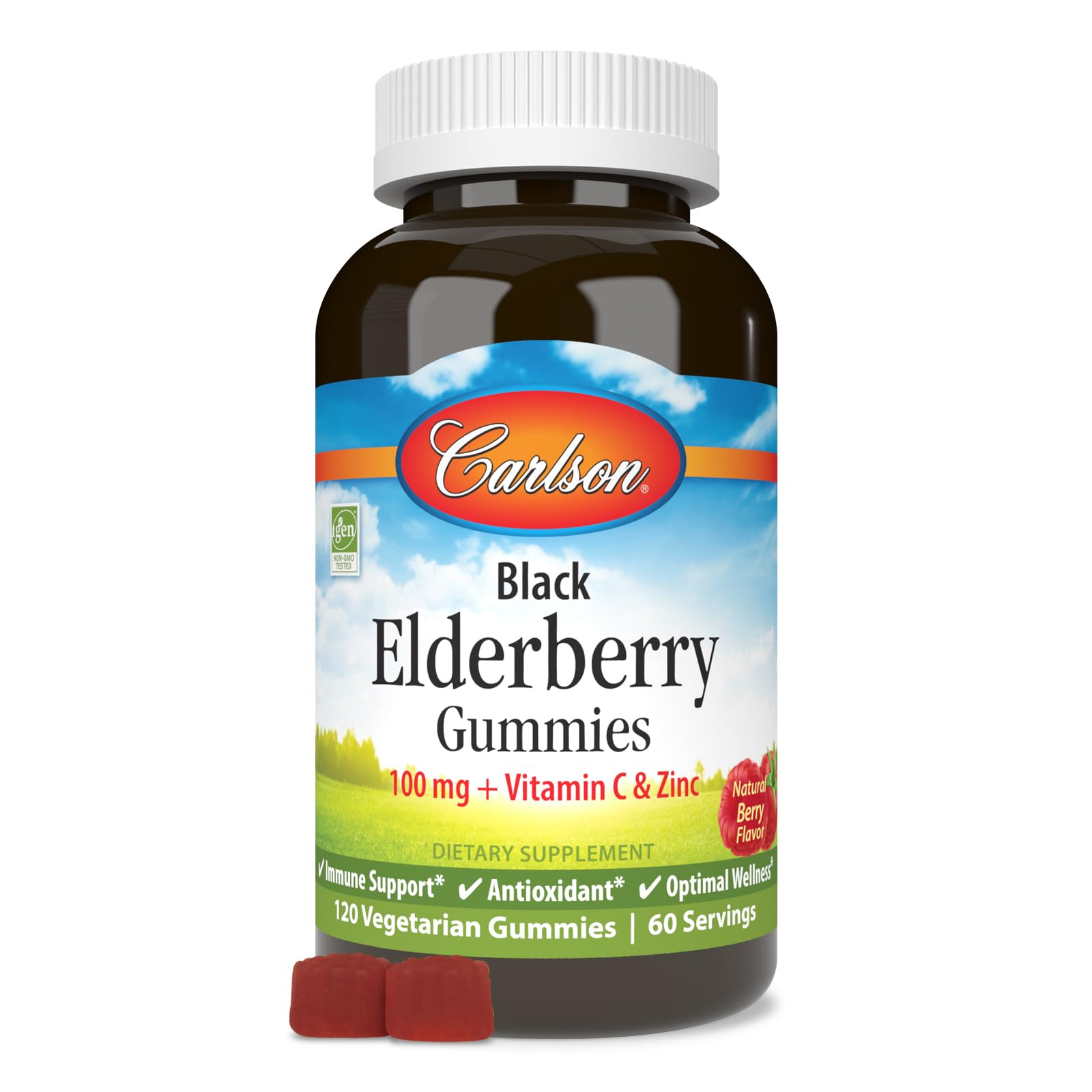 Suplementa 120 Gomitas De Saúco Negro Carlson Con Vitamina C Y Zinc - Venta Internacional.