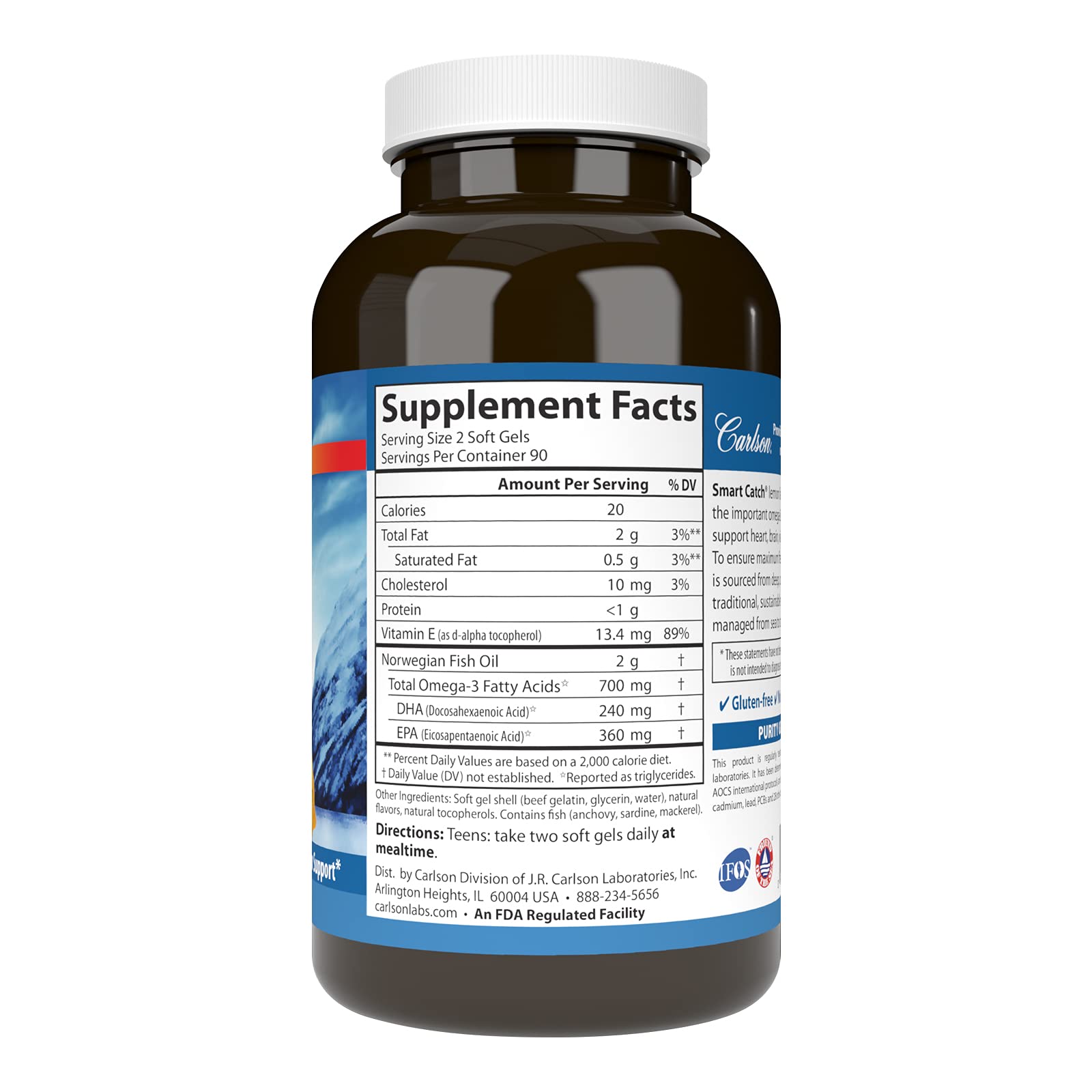 Foto 3 pulgar | Suplemento Carlson Teen's Smart Catch 90 Cápsulas Blandas Con Omega-3 - Venta Internacional.