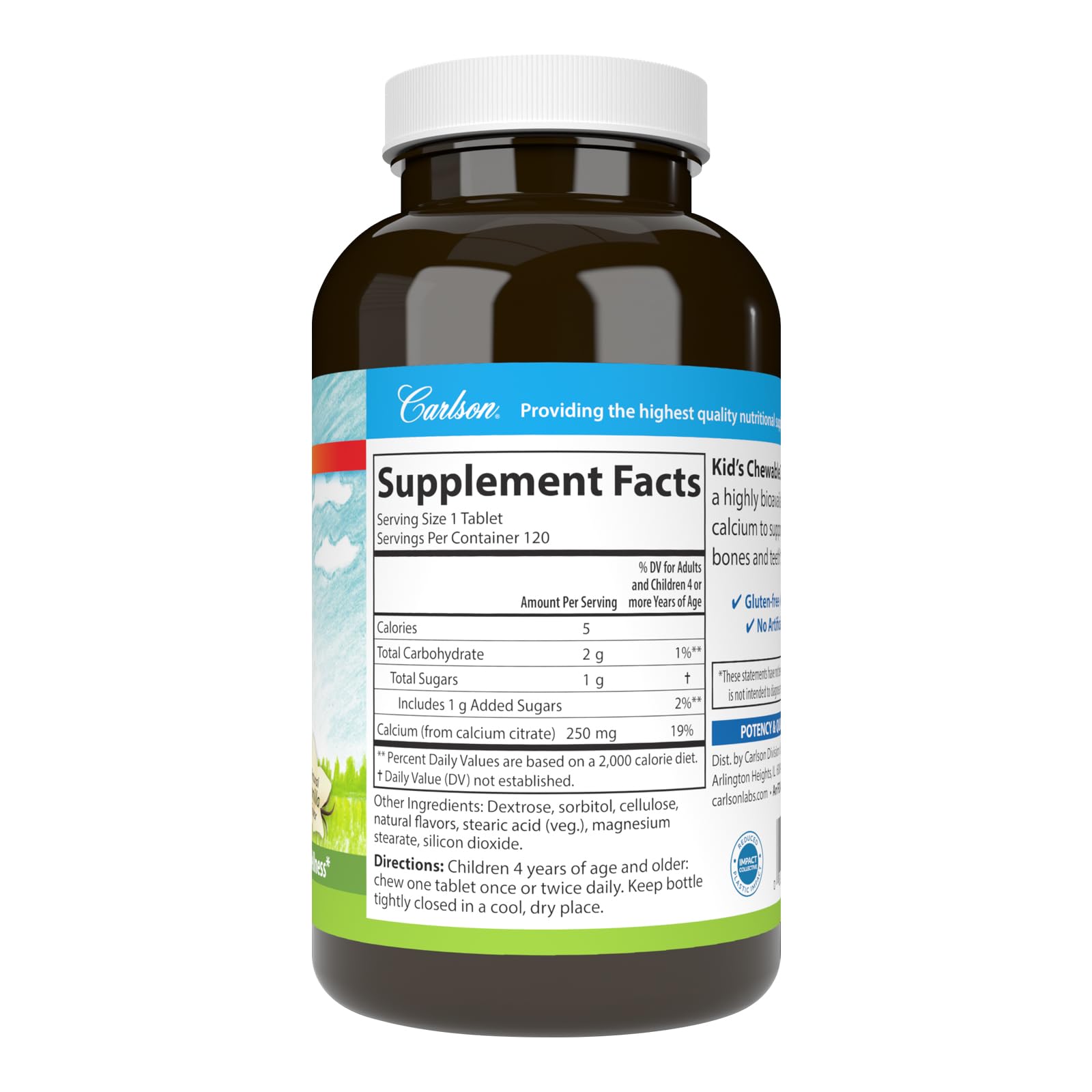 Foto 7 | Suplemento Carlson De Calcio Masticable Para Niños, 250 Mg, 120 Tabletas - Venta Internacional.