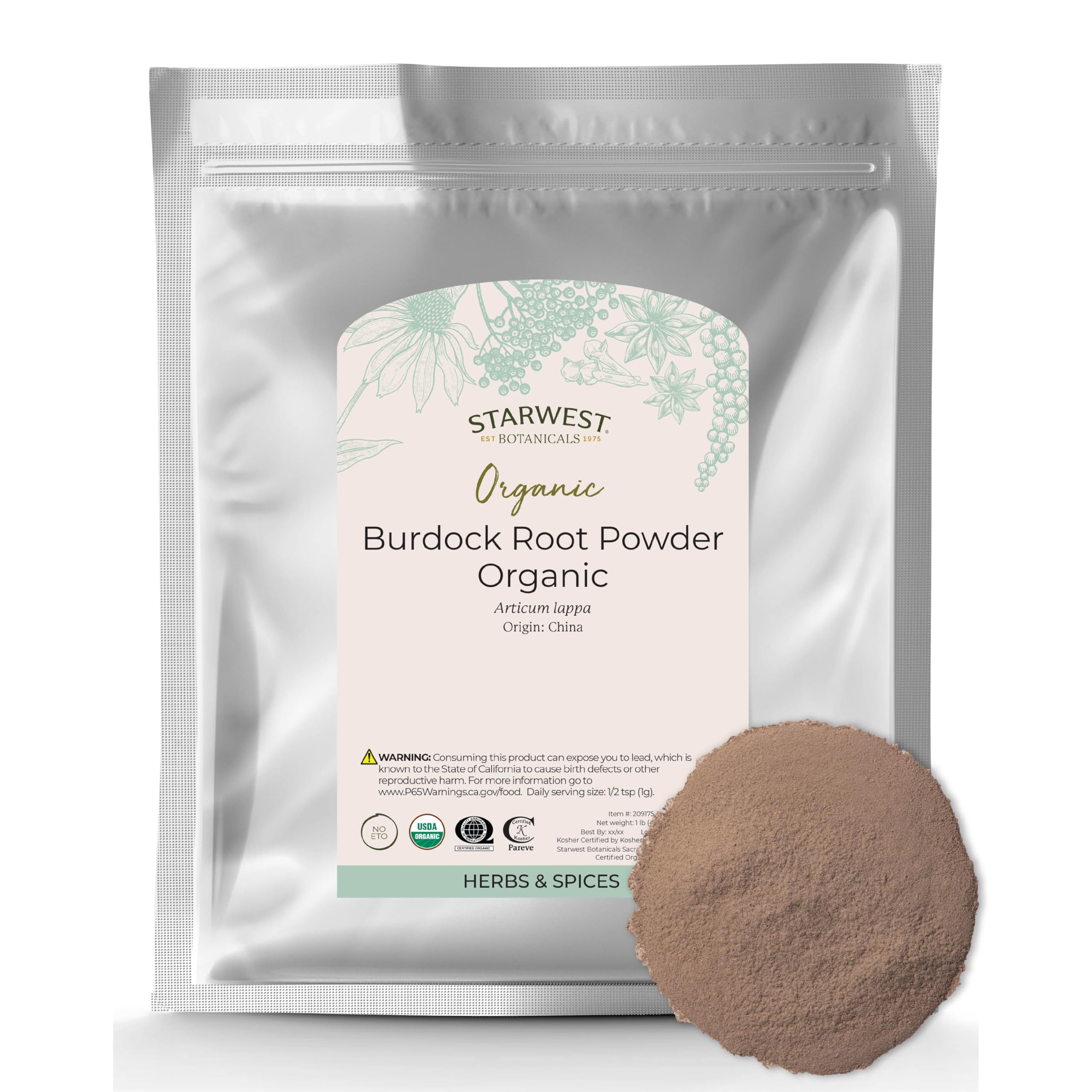 Raíz De Bardana En Polvo Starwest Botanicals 454 G - Venta Internacional.