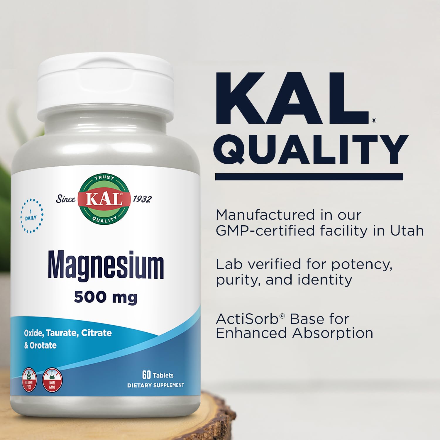 Foto 4 | Suplemento Kal: Tabletas De Magnesio, 500 Mg, 60 Unidades - Venta Internacional.